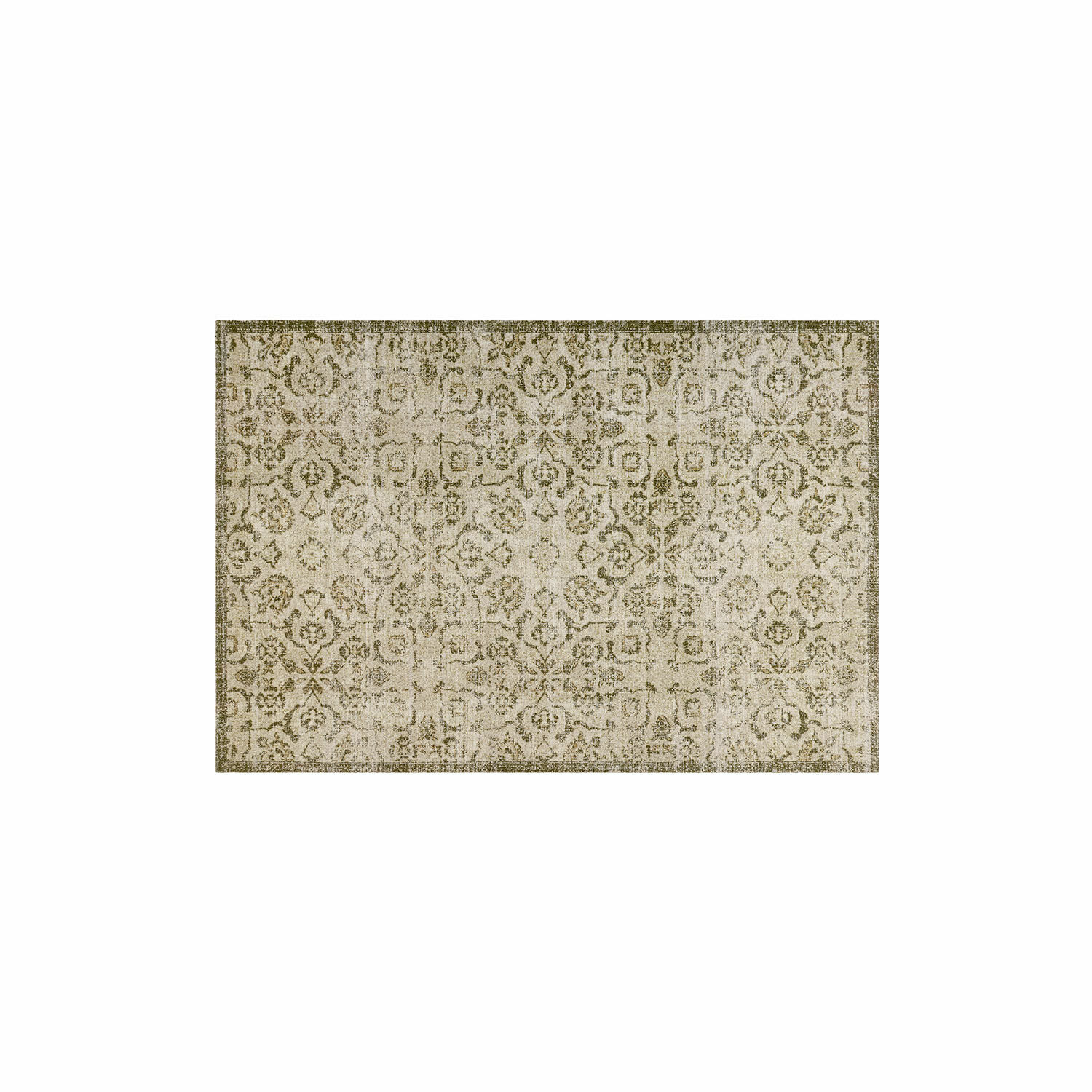 Alfombra Calperino Alfombra con diseño vintage en tonos beige y verde, material suave para decoración interior