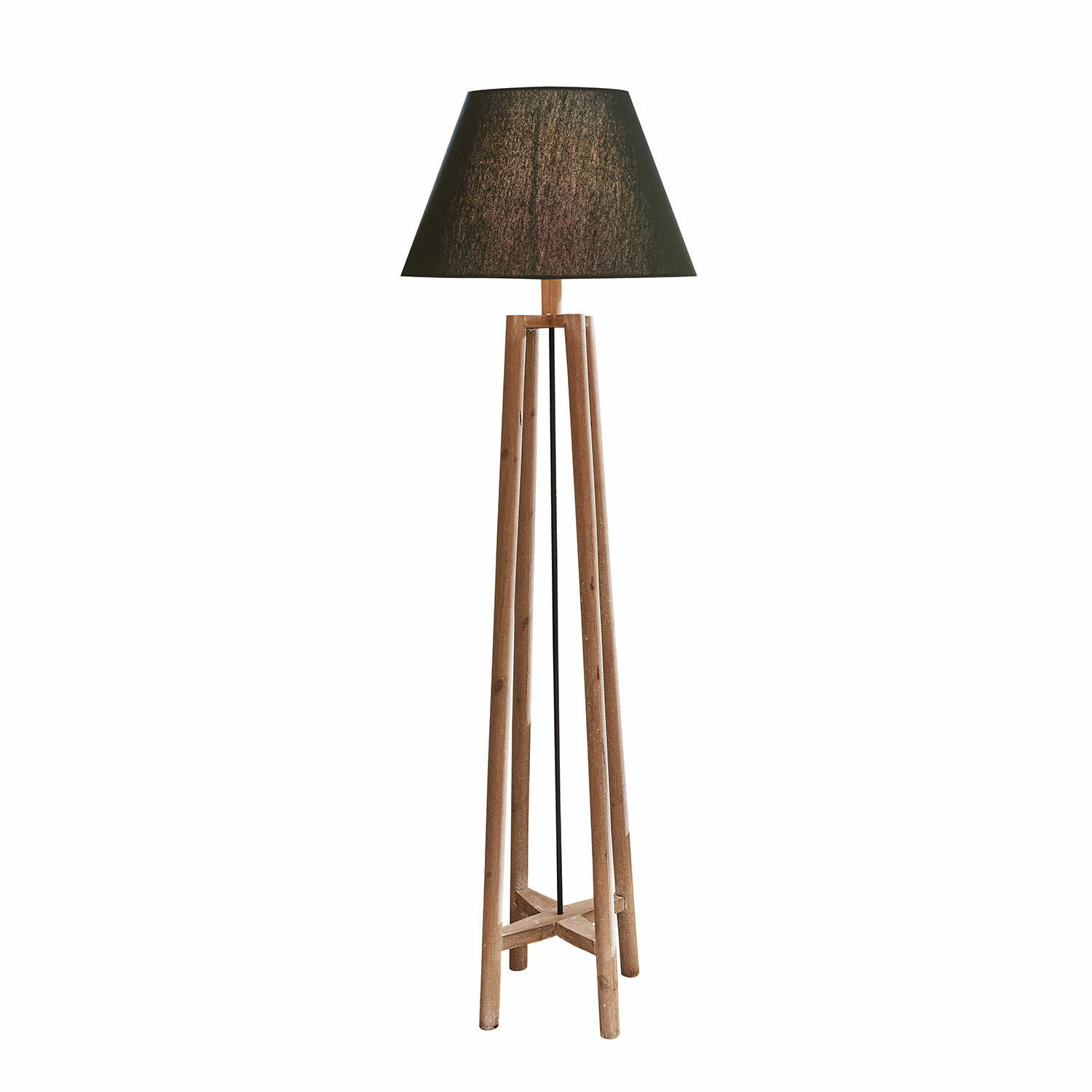 marrón/negro Lámpara de pie Edgewood de madera marrón con pantalla negra para iluminación interior