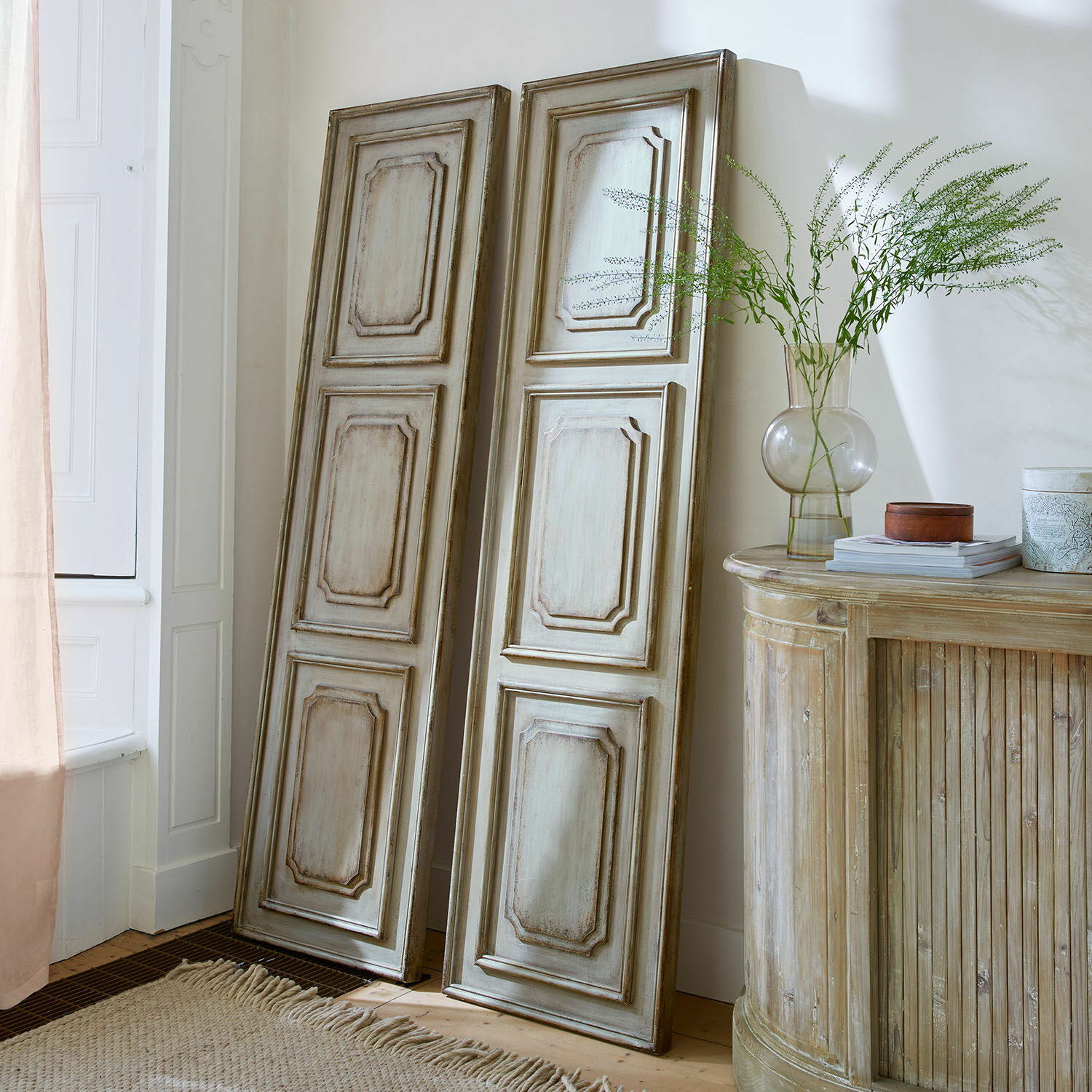 Set de 2 paneles Dovire Paneles de madera envejecida beige estilo vintage para decoración de interiores rústicos
