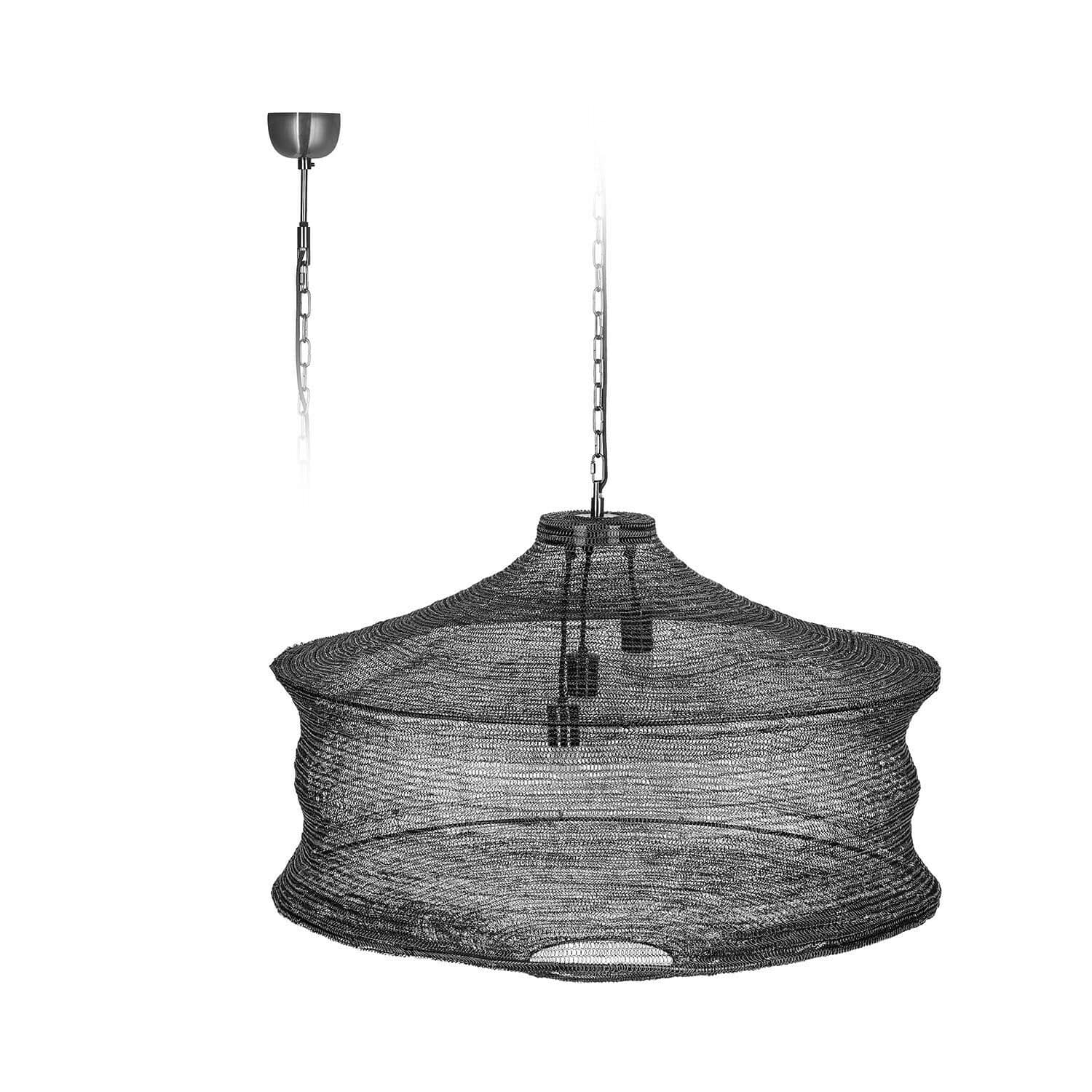 Lámpara colgante Valerique Lámpara colgante de malla metálica negra con diseño moderno para salón y comedor