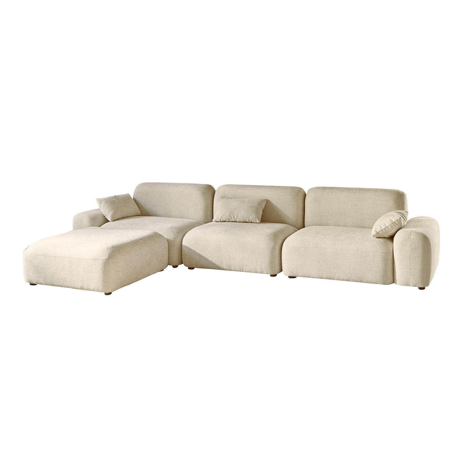 Sofá Marnivelle Sofá esquinero beige de tela con cojines, sofá modular moderno para salón