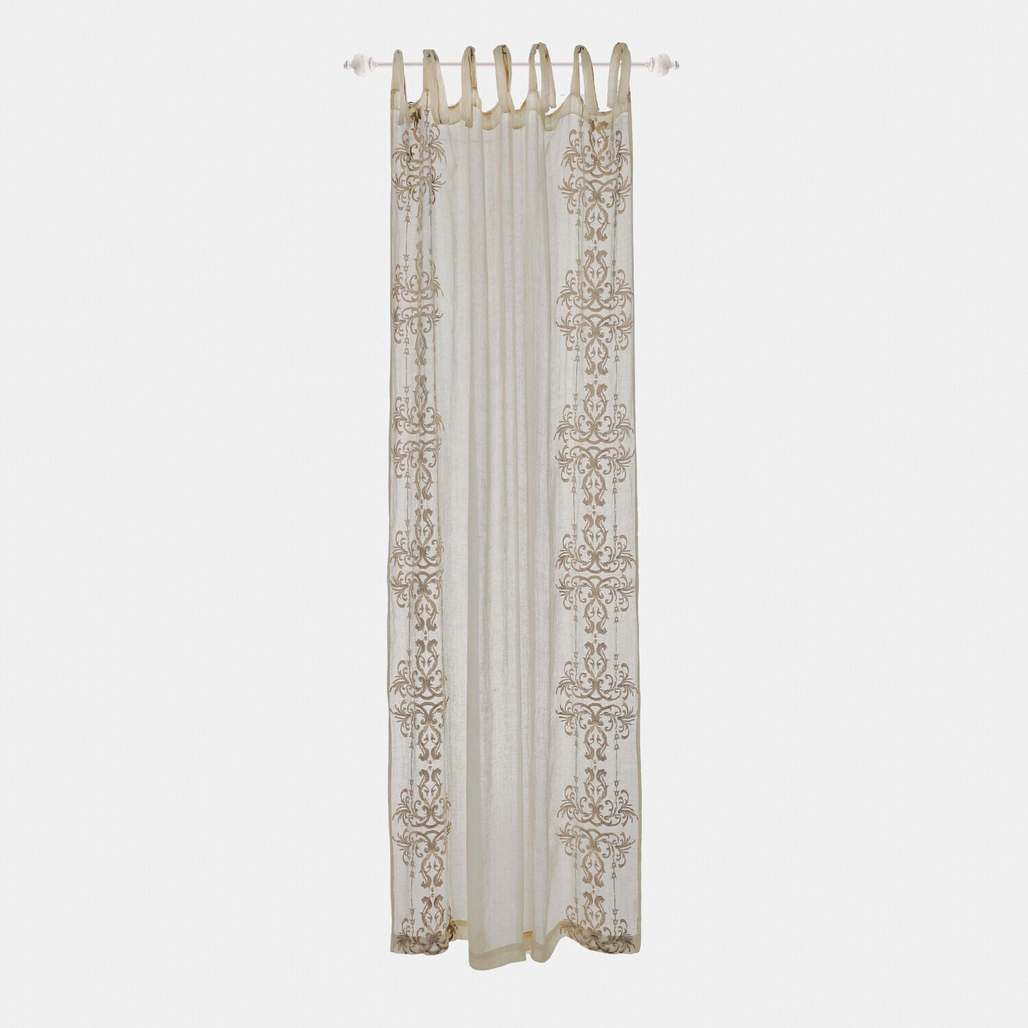 lino Cortina beige de lino con diseño decorativo, ligera y elegante para salón o dormitorio