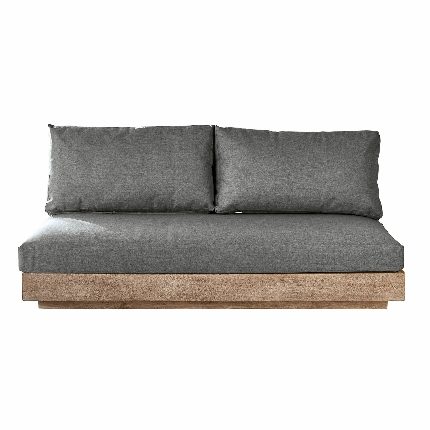 gris/marrón Elemento de sofá con asiento gris tapizado y base de madera marrón claro