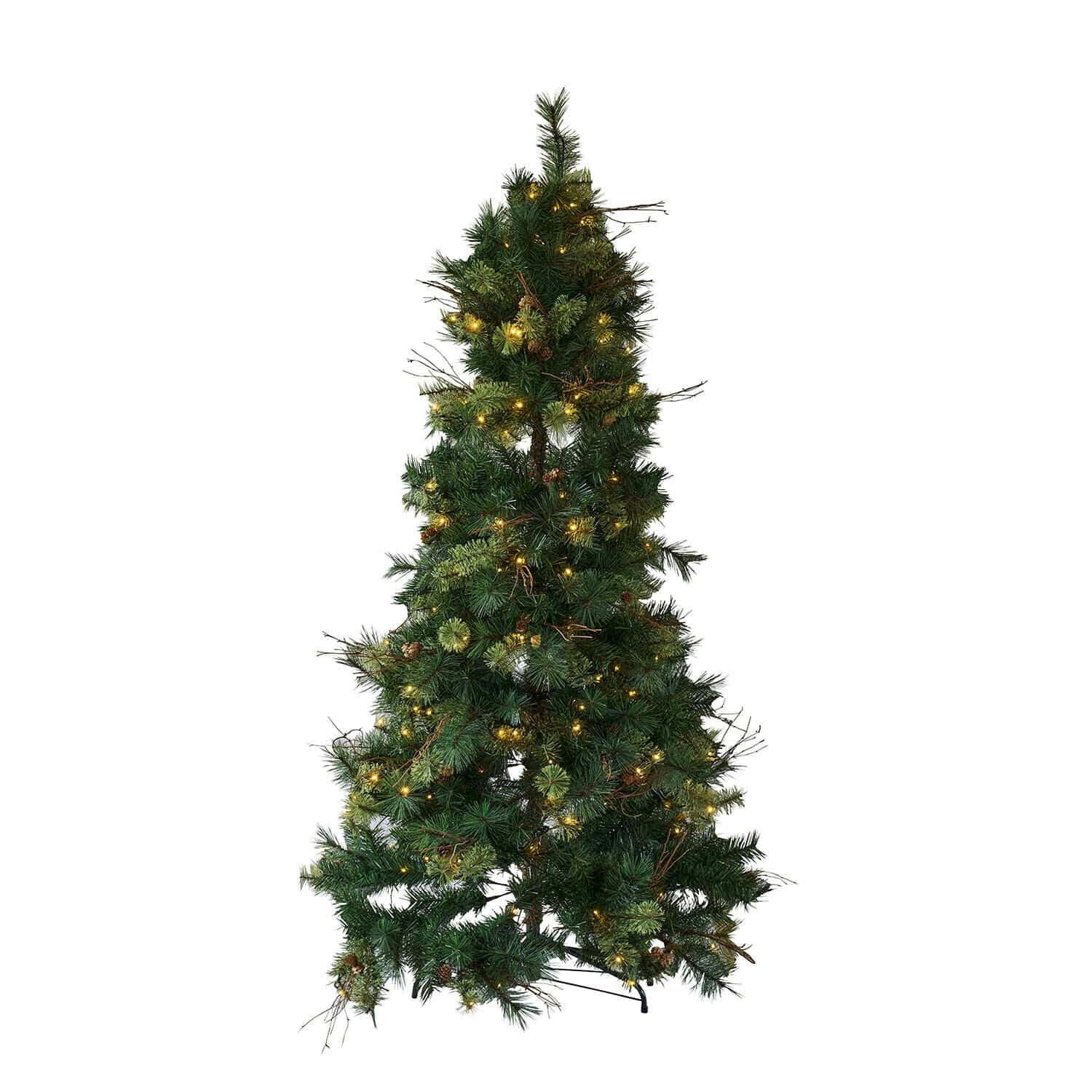 Árbol de Navidad LED Yundra Árbol de Navidad artificial verde con agujas y luces LED cálidas, decoración festiva