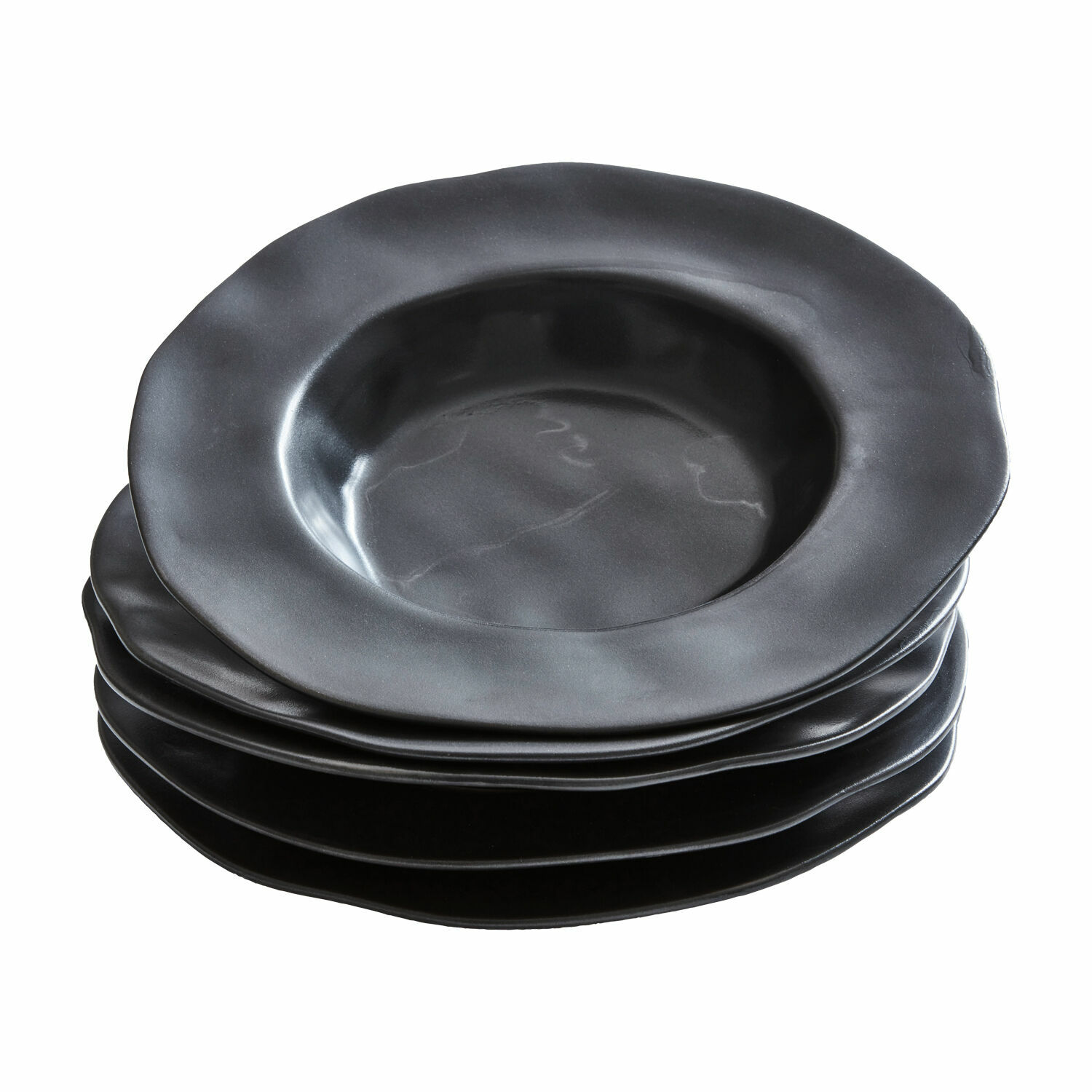 negro Set de 6 platos hondos negros Biarritz de cerámica mate, diseño moderno para comedor