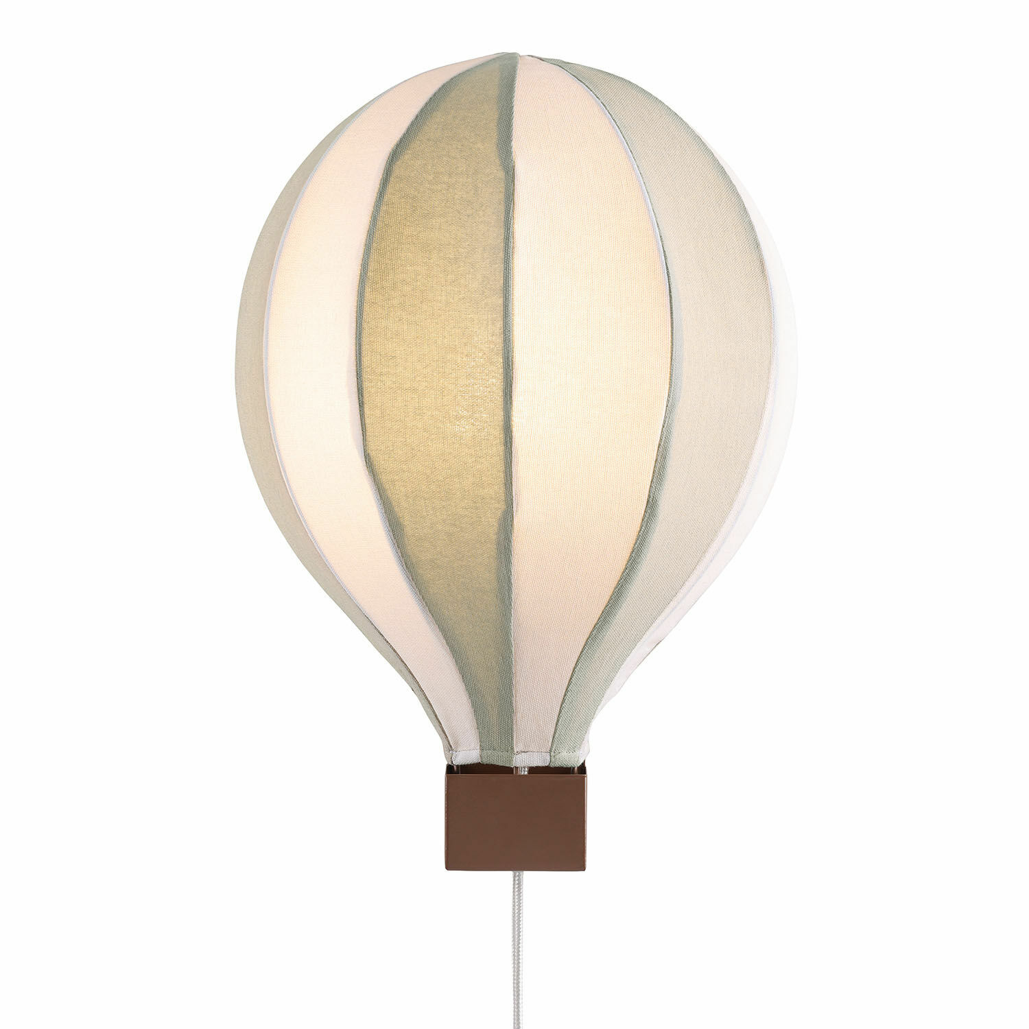 Lámpara de pared Merrybean Lámpara globo de tela en rayas crema y verde con cesta marrón, luz decorativa para habitación infantil