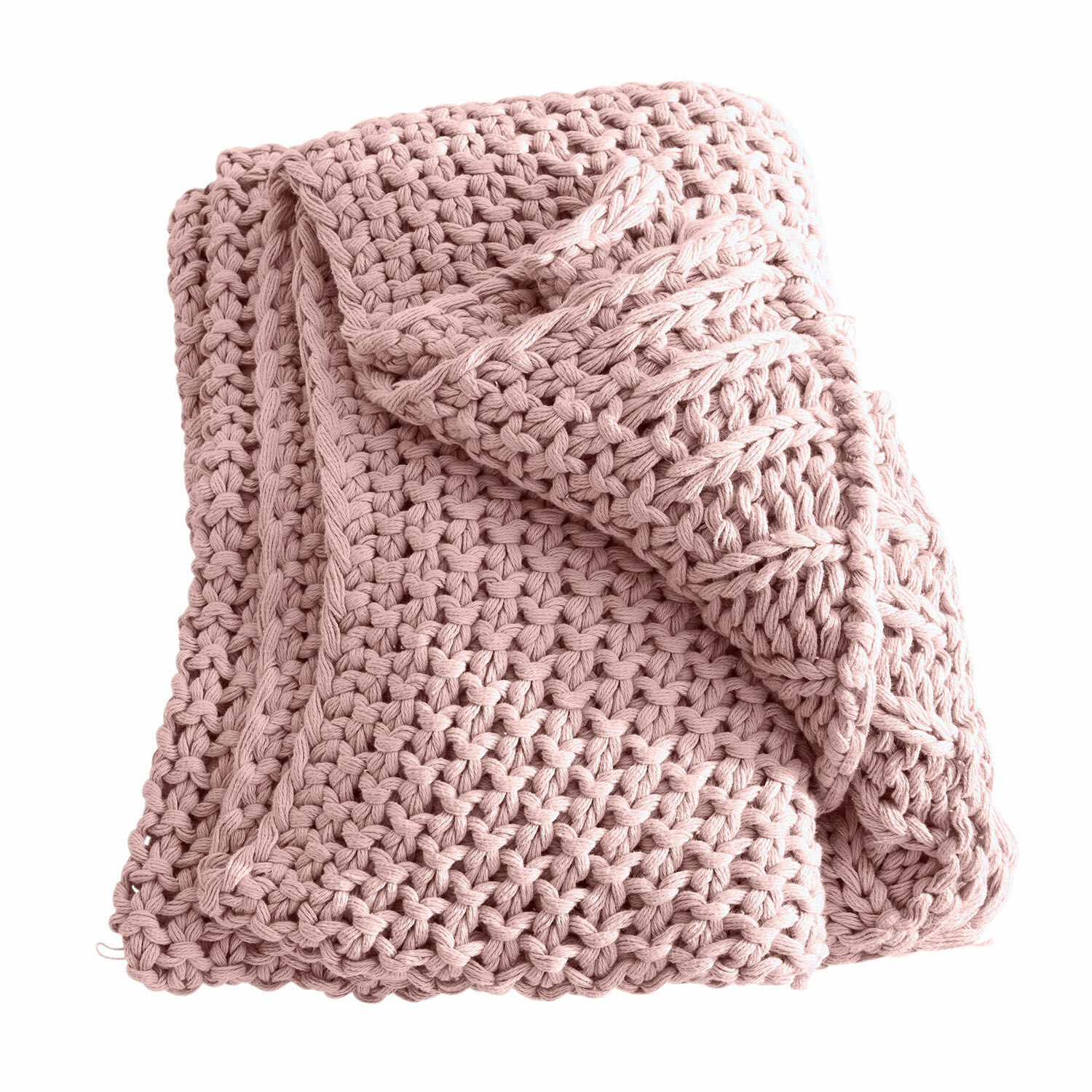 Manta rosa de algodón grueso tejido, perfecta para un ambiente acogedor en casa