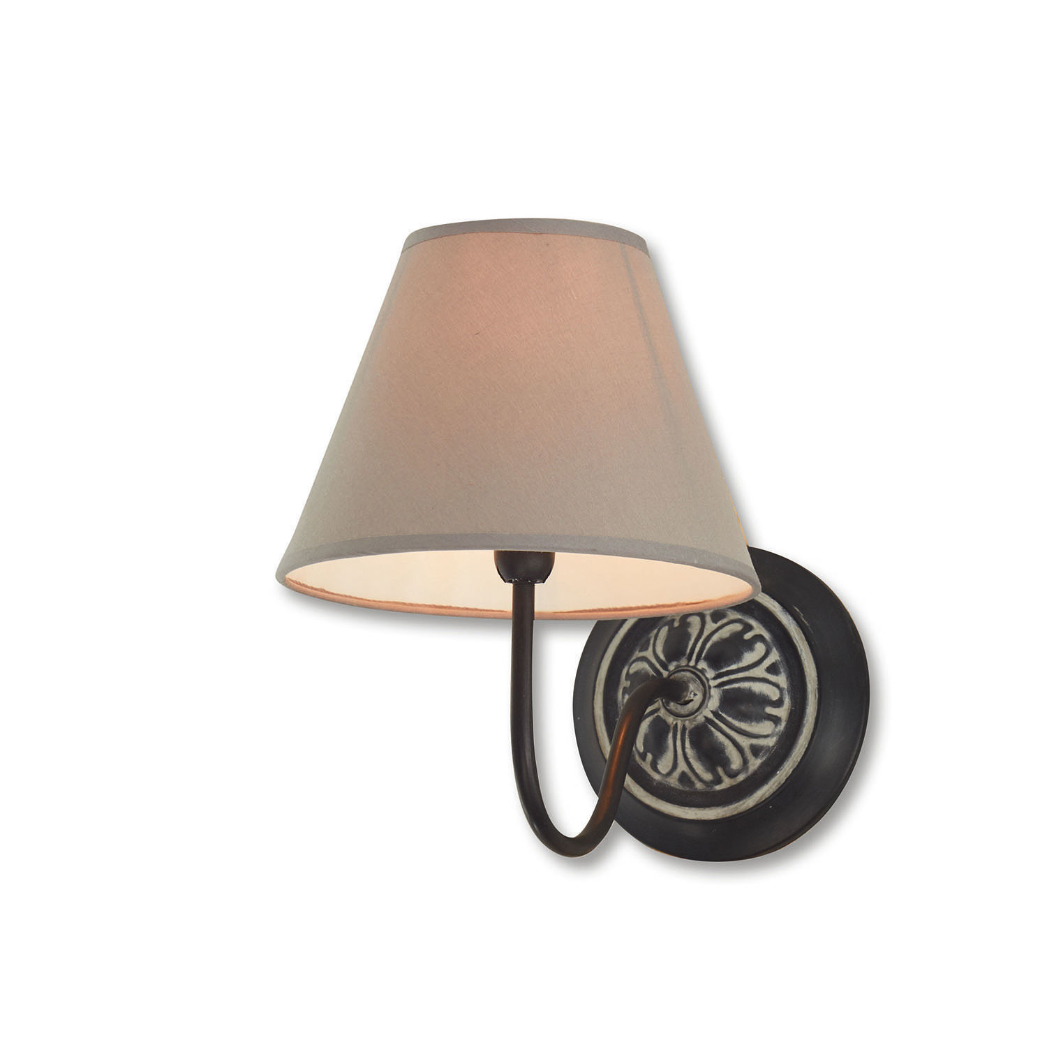 Lámpara de pared Gradinas Aplique de pared de metal negro con pantalla beige, iluminación decorativa para interiores