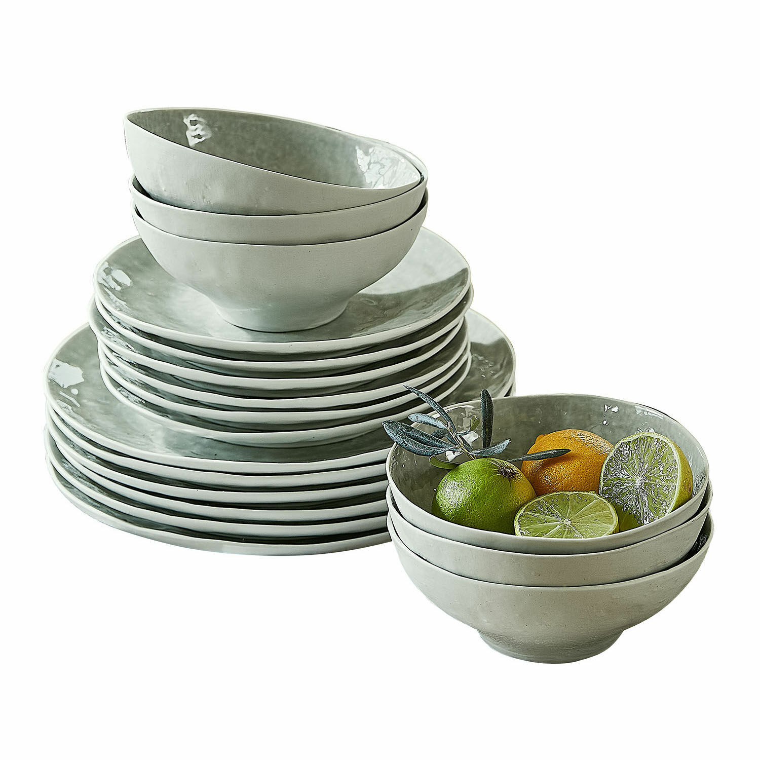 Set de 30 piezas de vajilla Braganza Juego de cuencos y platos de cerámica gris para uso diario en la cocina