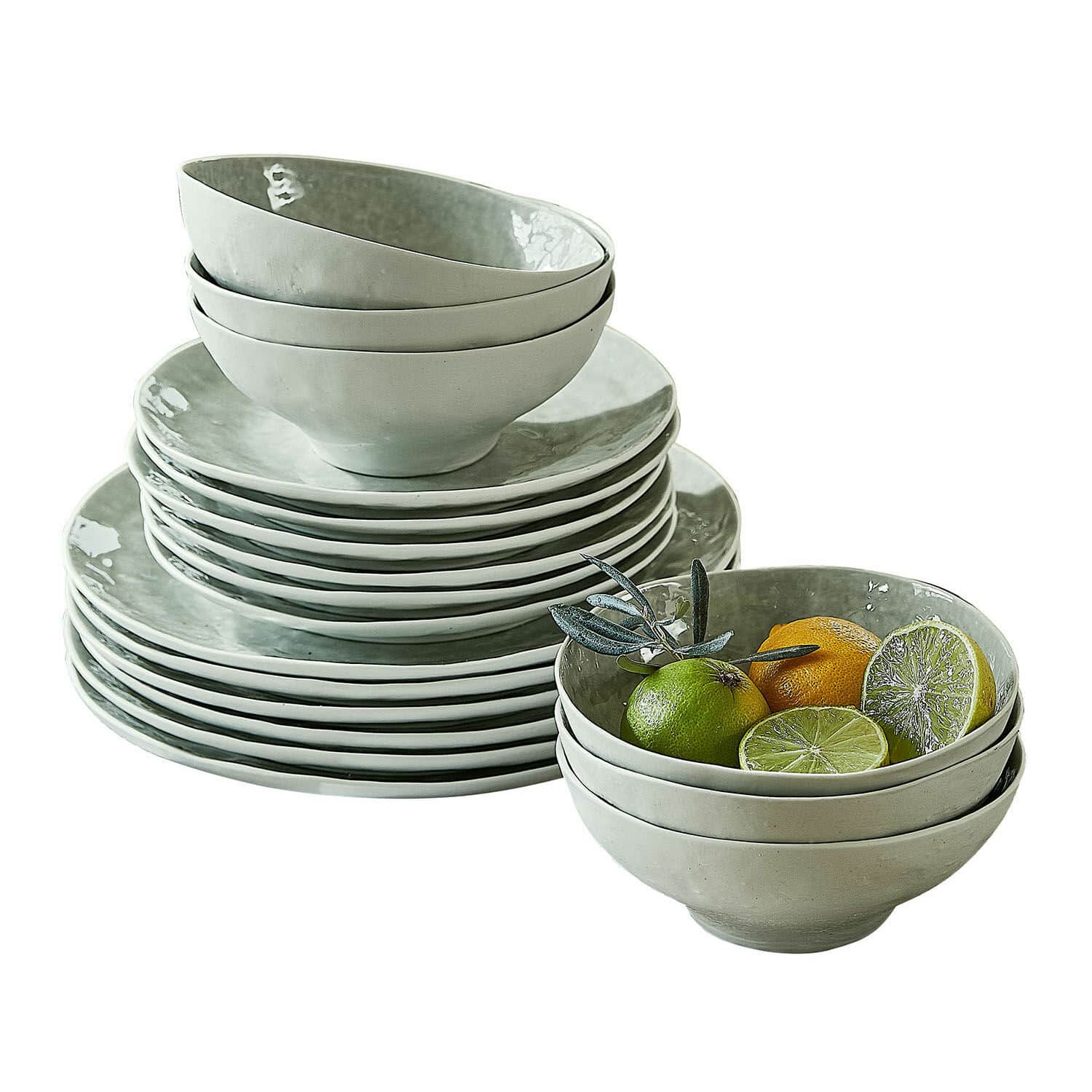 Set de 30 piezas de vajilla Braganza Juego de cuencos y platos de cerámica gris para uso diario en la cocina