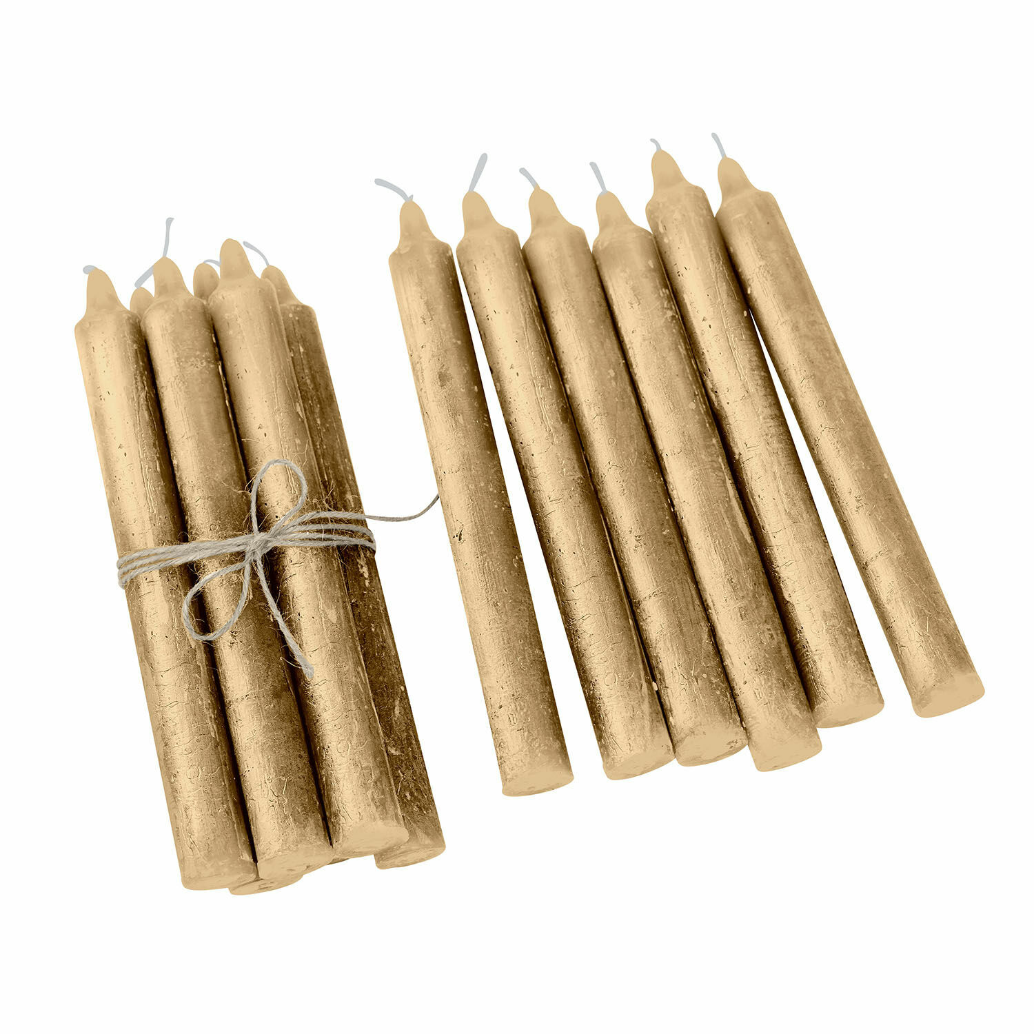 dorado Set de 12 velas Bauceau doradas de cera, accesorio decorativo elegante para el hogar