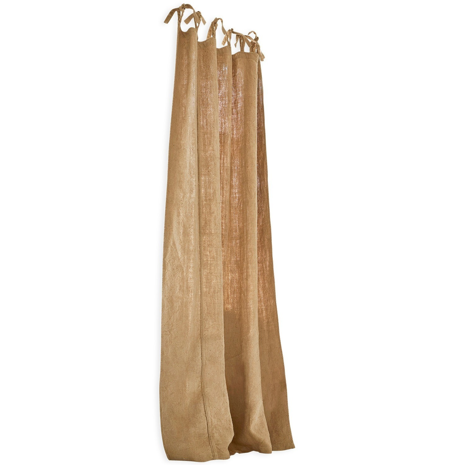 Cortina Uma Cortina beige de lino natural con lazos, tela ligera y decorativa para interiores