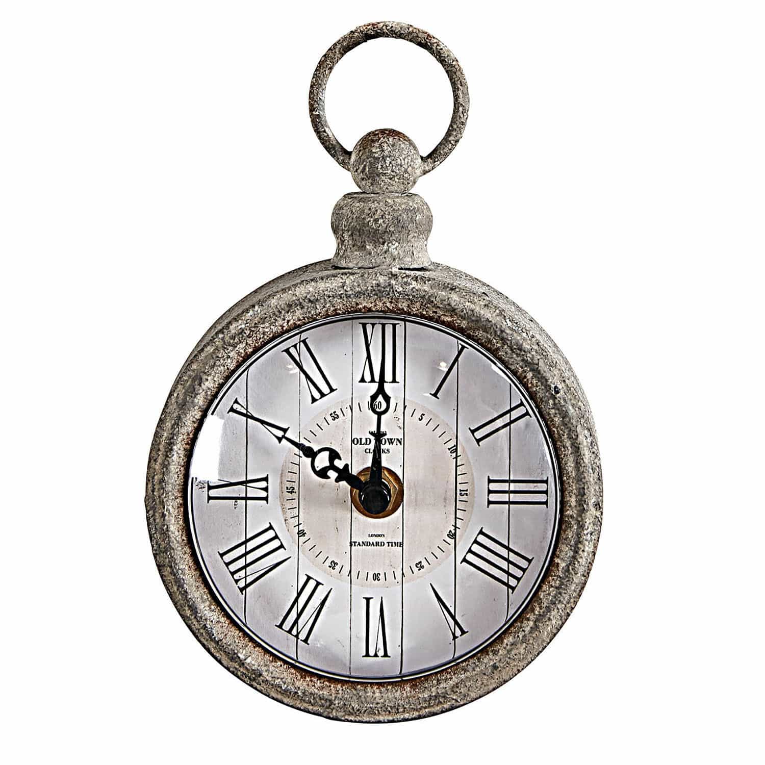 Reloj Vivacique Reloj de pared vintage con marco metálico gris y números romanos en diseño clásico