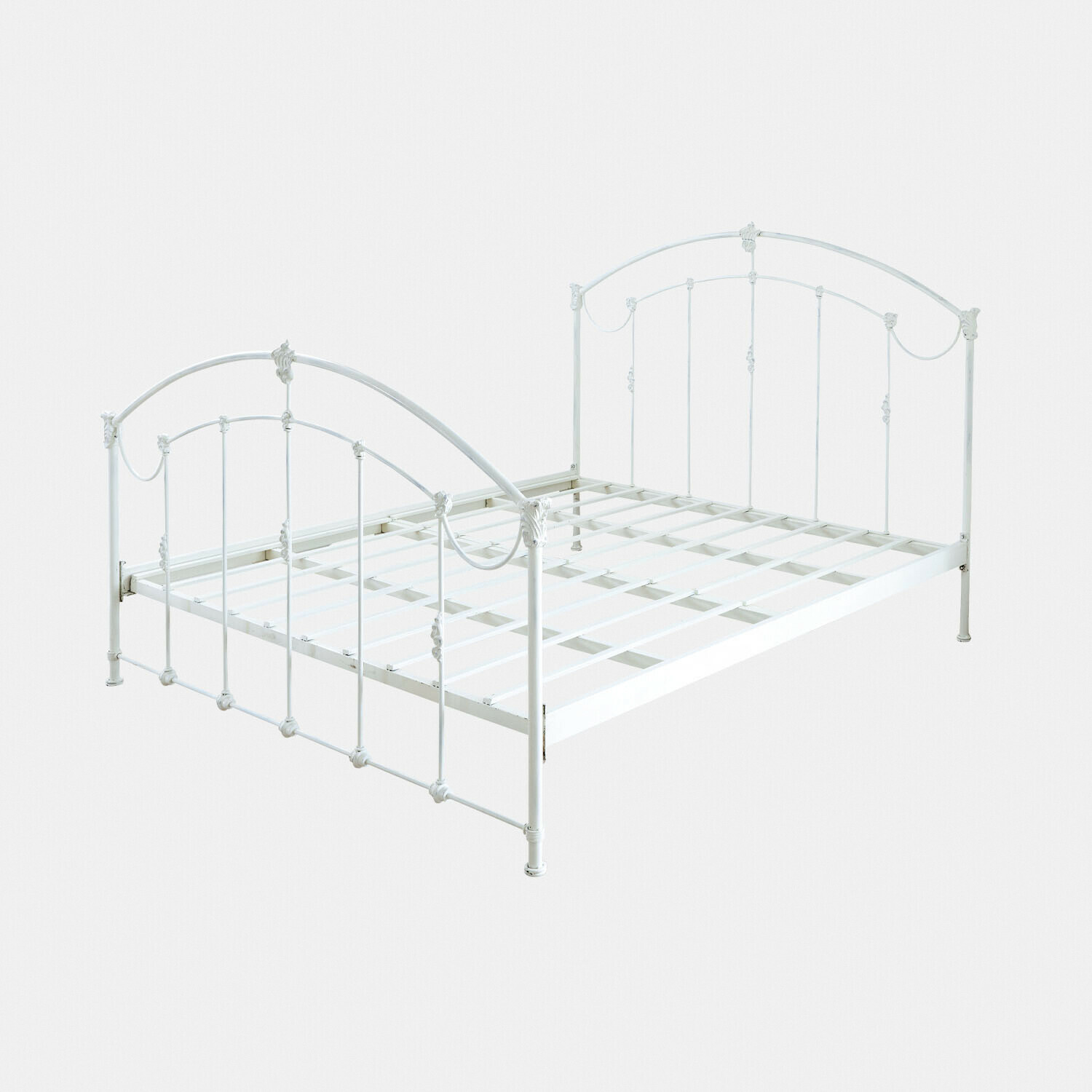 blanco Cama metálica blanca Canefield con estructura decorativa y diseño clásico para dormitorio