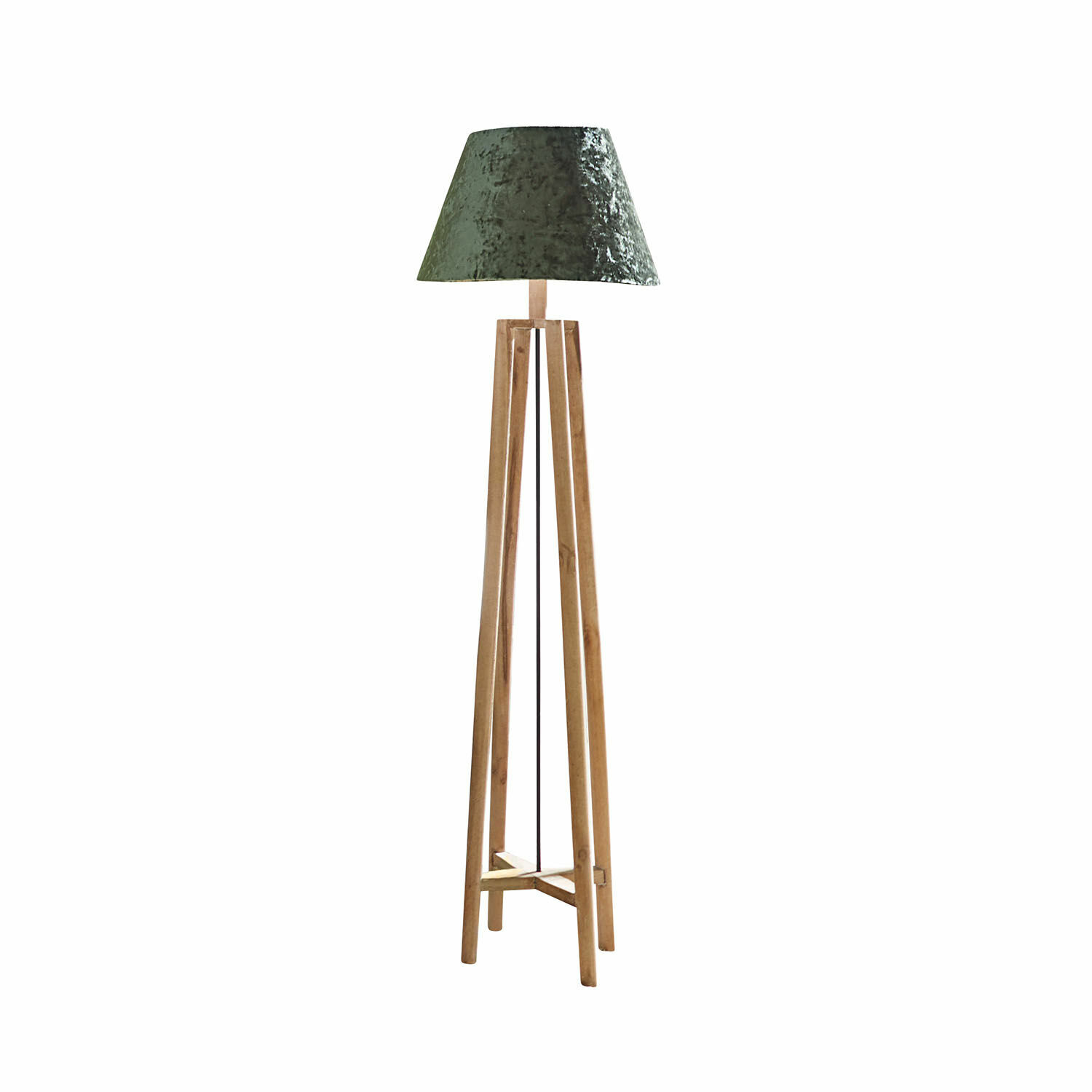 marrón/verde Lámpara de pie Edgewood con base de madera marrón y pantalla verde, diseño moderno para interiores
