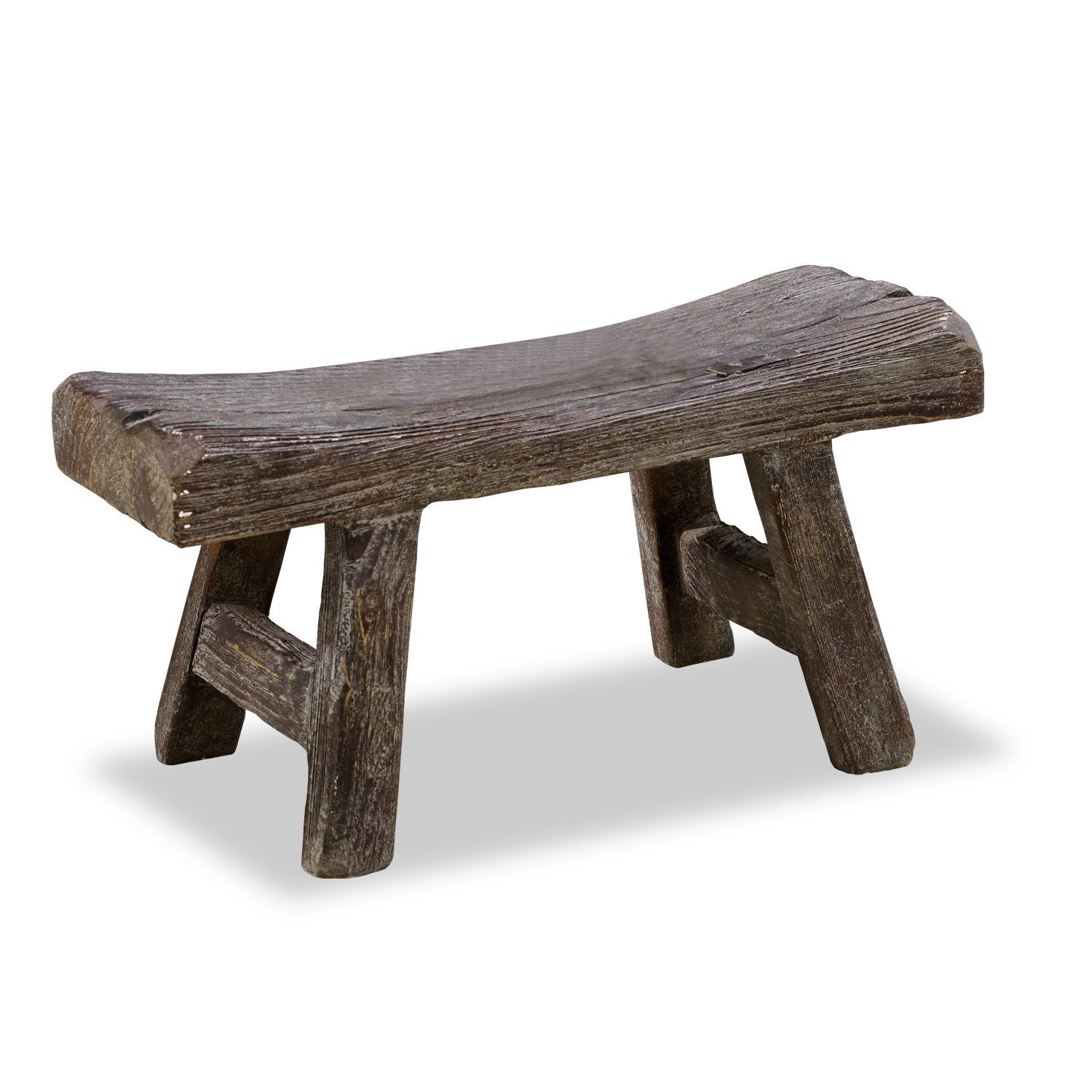 Taburete Cadoc Banco rústico de madera marrón oscuro para interiores y jardines con estilo natural