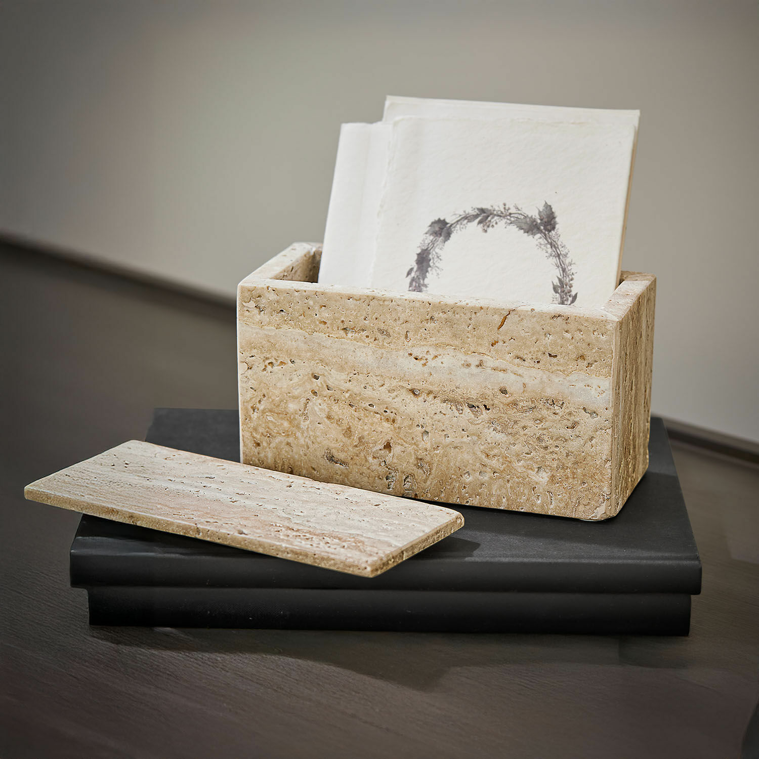 Caja Tavone Recipiente de travertino beige para servilletas, accesorio elegante para decoración de mesa
