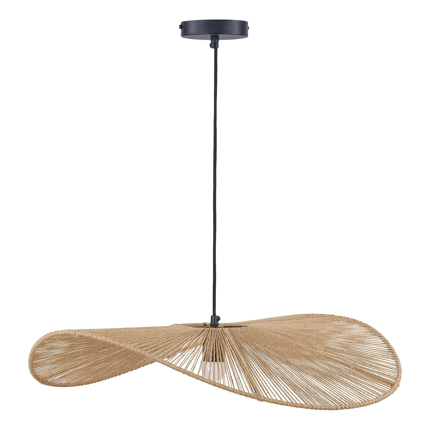 Lámpara colgante Casamira Lámpara colgante de cuerda natural beige con cable negro, diseño moderno para iluminación interior