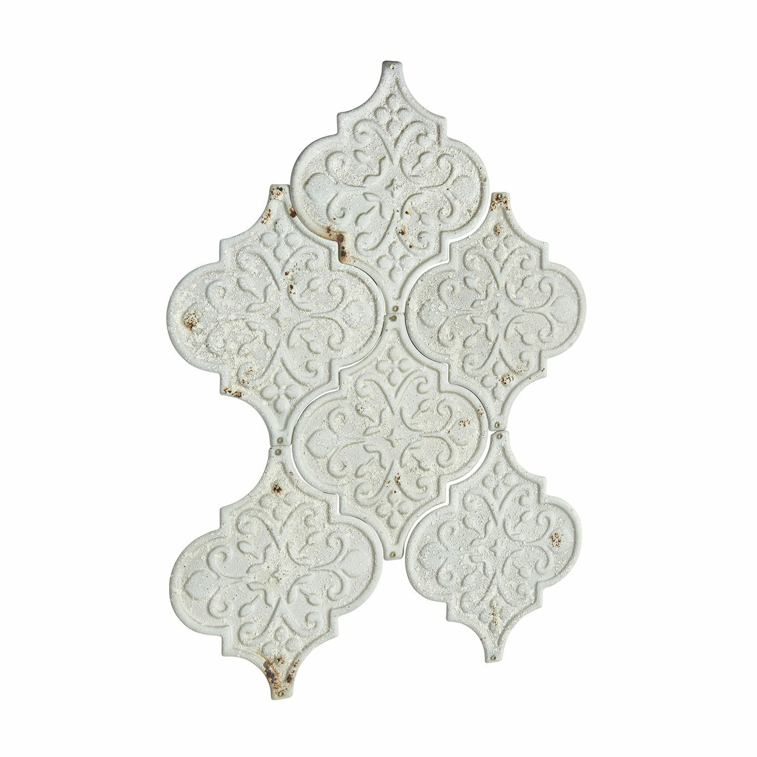 blanco envejecido Conjunto de 6 ornamentos de pared metálicos en blanco antiguo con diseño decorativo para interiores