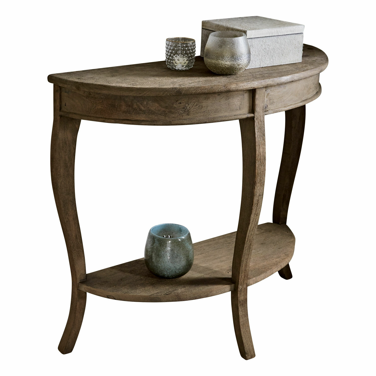Consola Crowley Consola de madera natural con estante inferior y velas decorativas para sala de estar