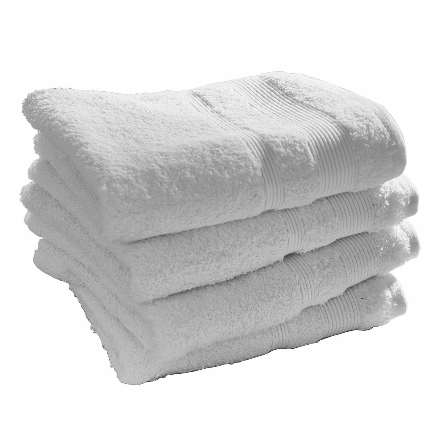 Set de 4 toallas Bourogne Juego de toallas blancas de algodón suave, ideales para baño y uso diario
