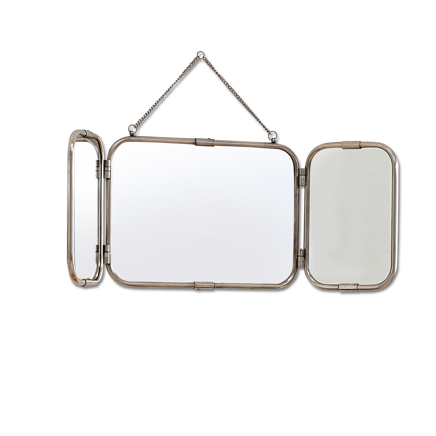 Espejo Kacey Espejo de pared de tres partes con marco metálico en color plata envejecida para decoración interior