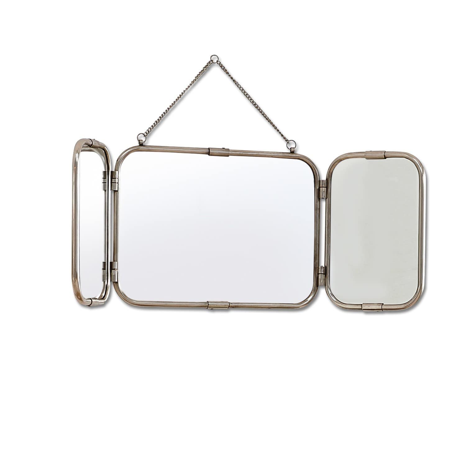 Espejo Kacey Espejo de pared de tres partes con marco metálico en color plata envejecida para decoración interior