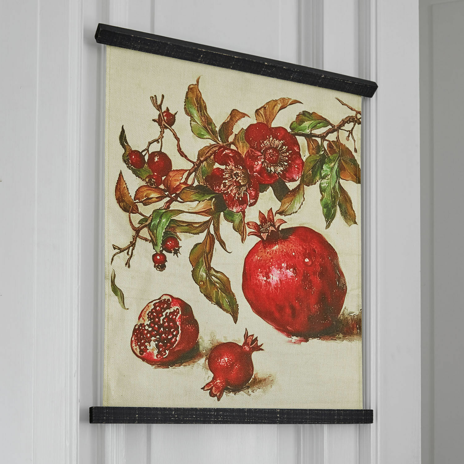 Cuadro Karidah Cuadro de lienzo con diseño de granadas rojas y hojas verdes, decoración de pared elegante