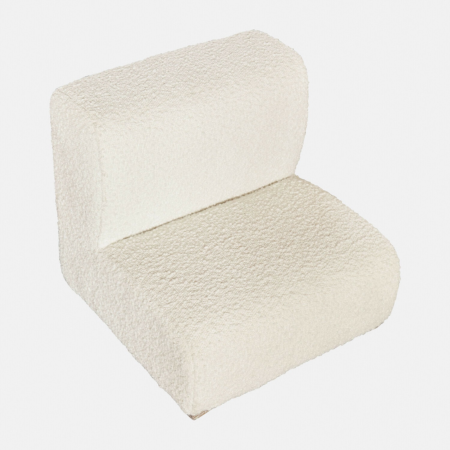 Sillón modular blanco de tejido boucle suave, diseño moderno para salón