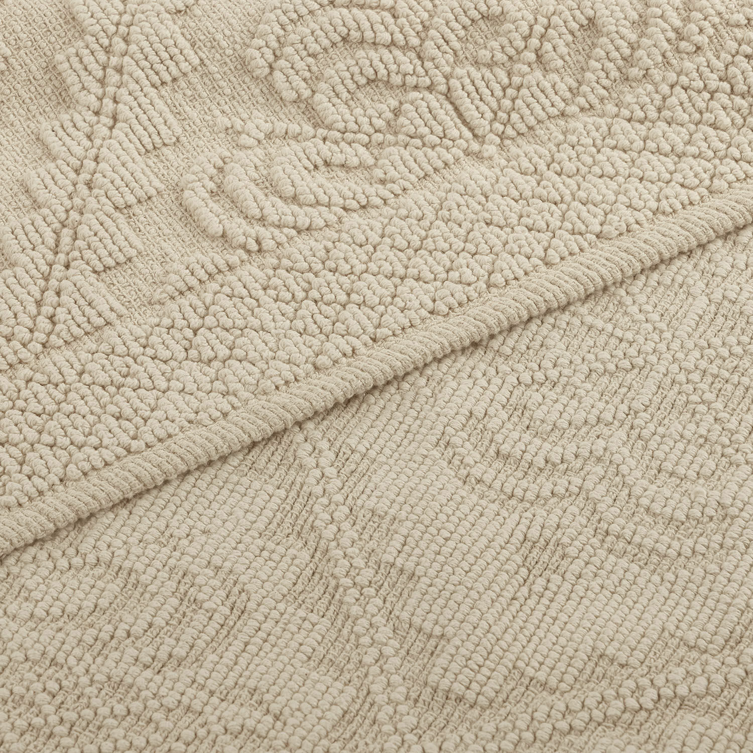 Alfombrilla de baño beige Mivorex de material suave con diseño decorativo, antideslizante y absorbente