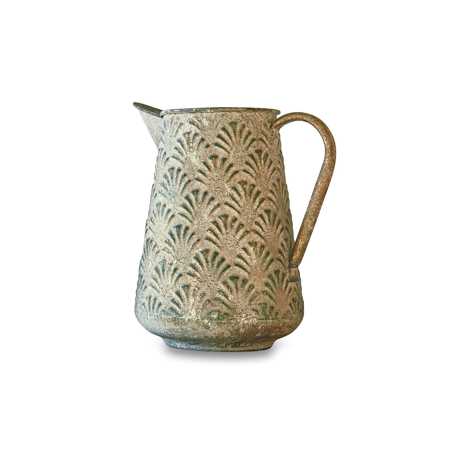 Jarra de cerámica con diseño verde y asa marrón, jarrón decorativo para el hogar