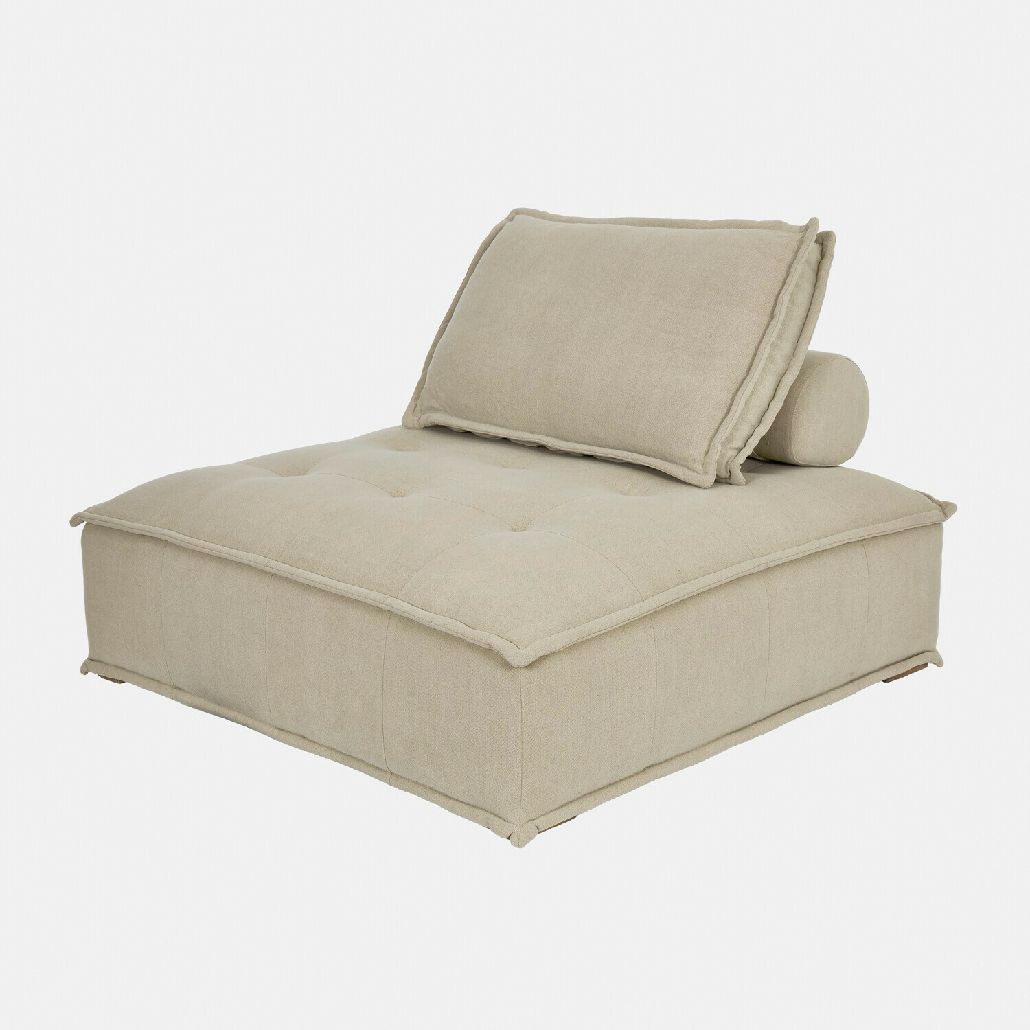 Sofá lounge Tesshill beige de lino con asiento acolchado y cojín suave para relajarse