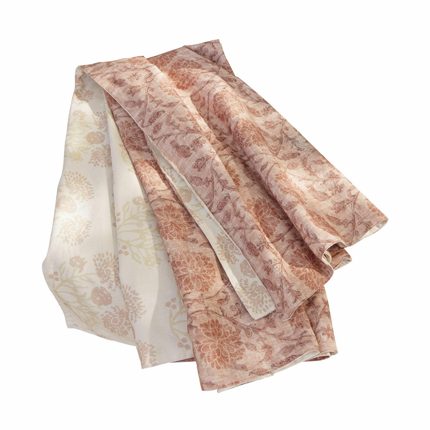 Plaid Tarouja Mantel de lino con diseño floral en tonos beige y marrón, decoración rústica para mesa