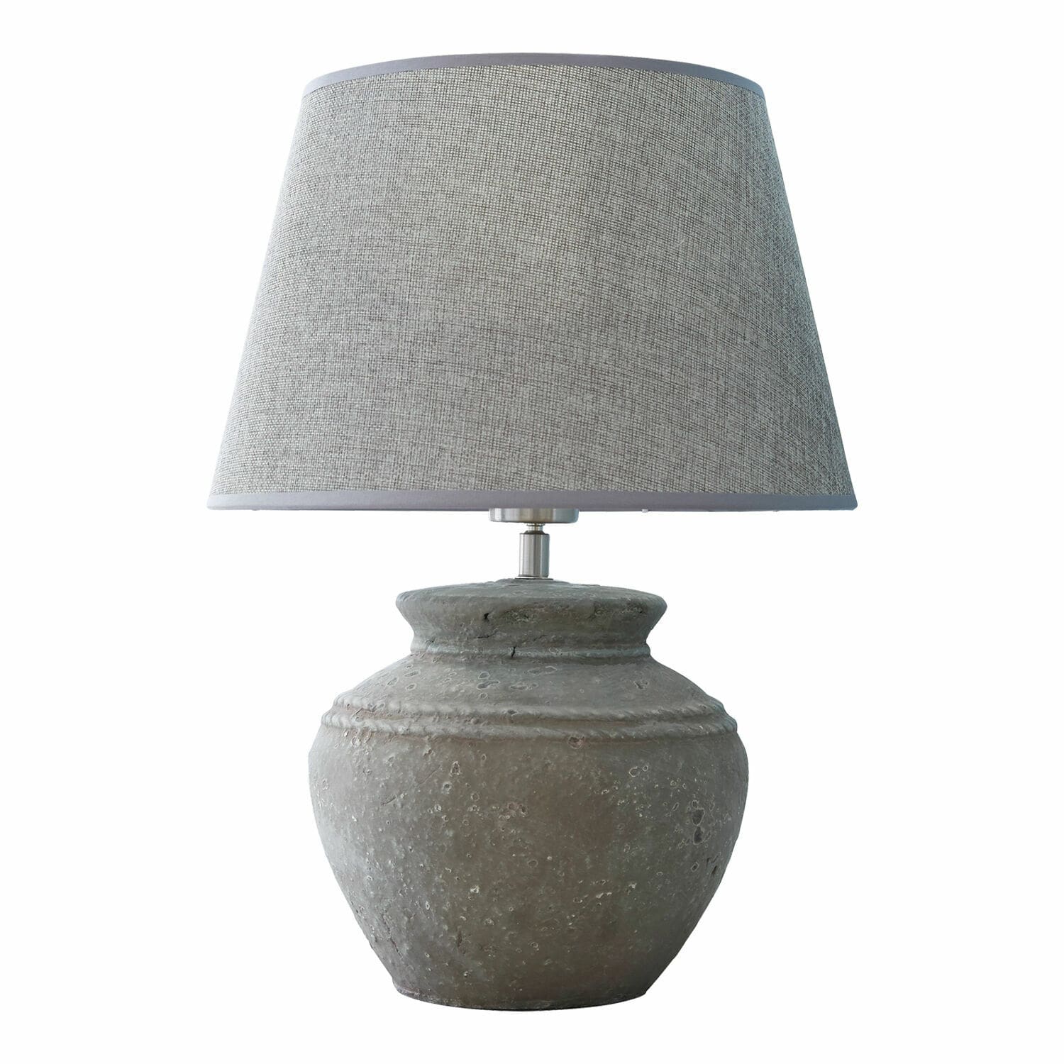 Lámpara de mesa Cleveland Lámpara de mesa con base de cerámica gris y pantalla de tela gris claro para sala de estar