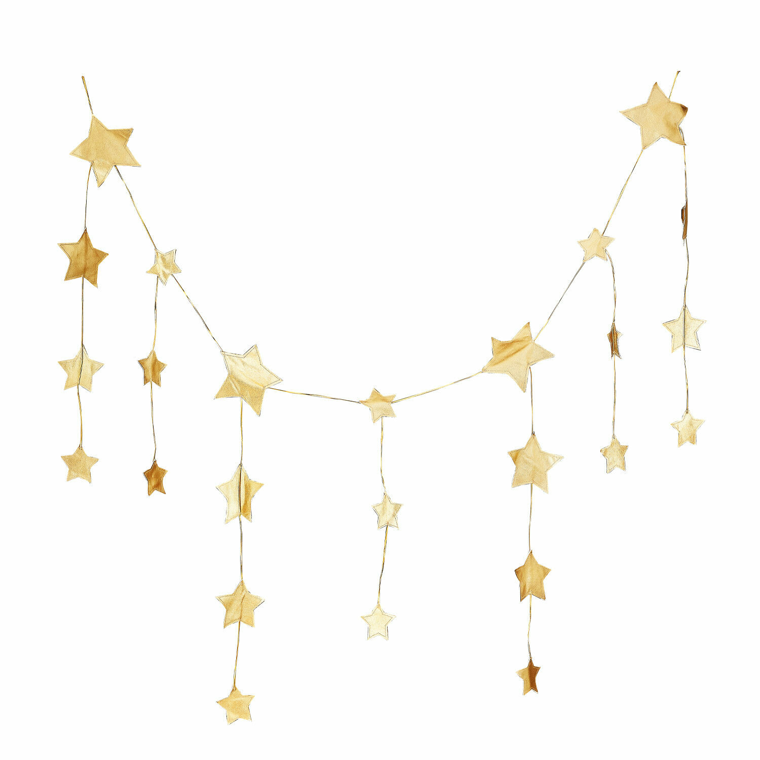 Garland Étoilin Guirnalda decorativa de tela con estrellas doradas para decoración interior festiva