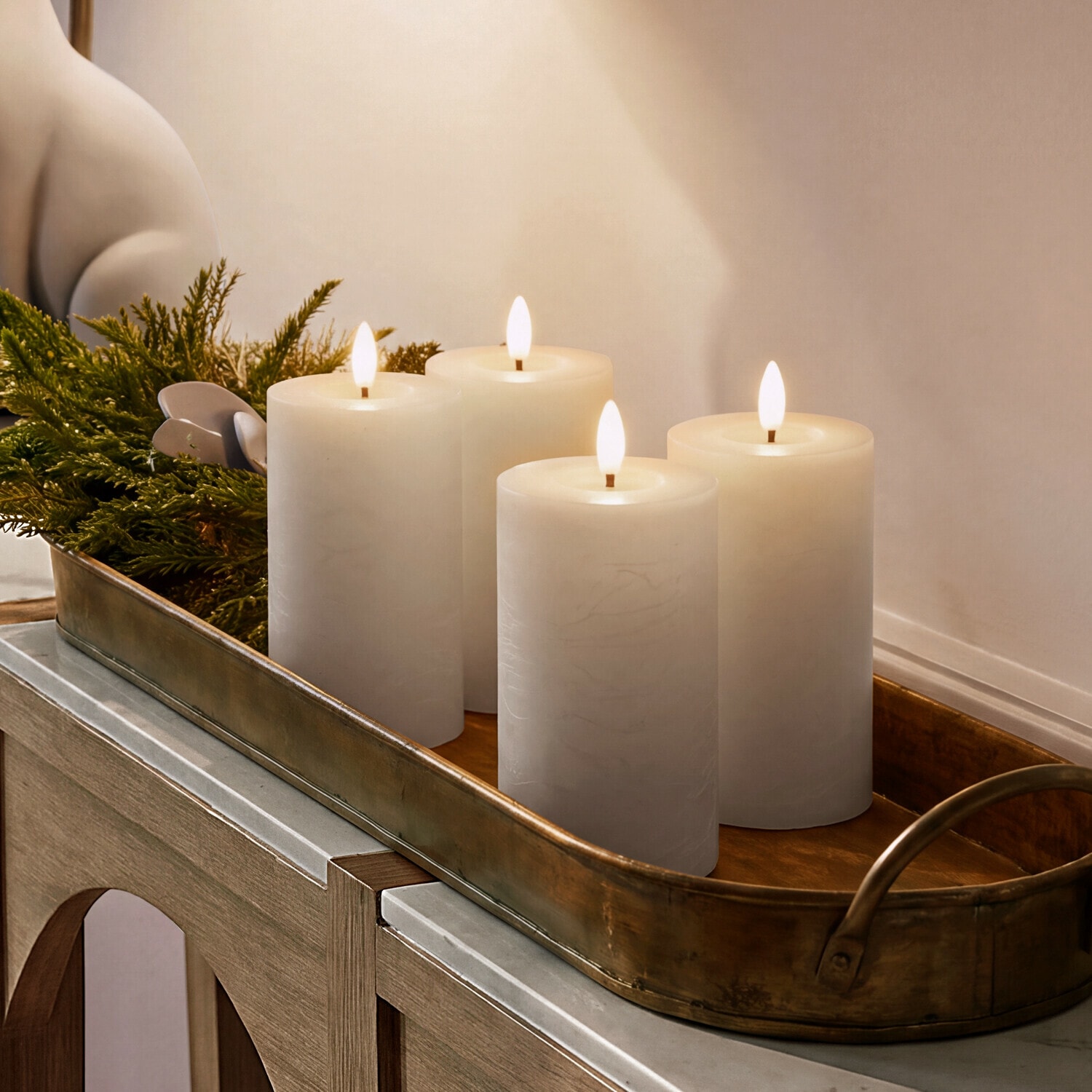 Set de 4 velas LED cilíndricas Rimfalla Set de 4 velas LED cilíndricas Rimfalla