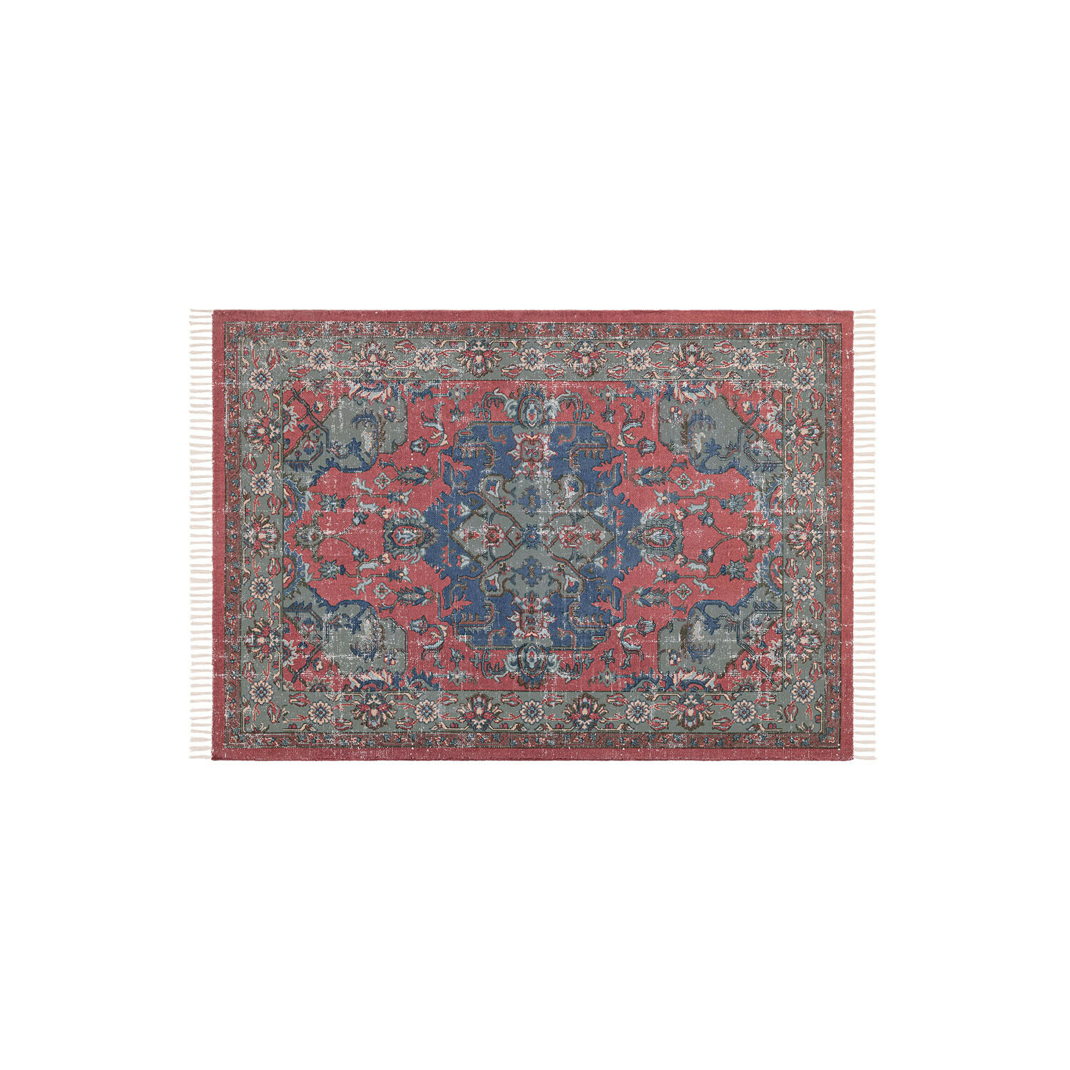 Alfombra Southampton Alfombra con diseño oriental en rojo, azul y verde con flecos, decorativa y elegante para interiores