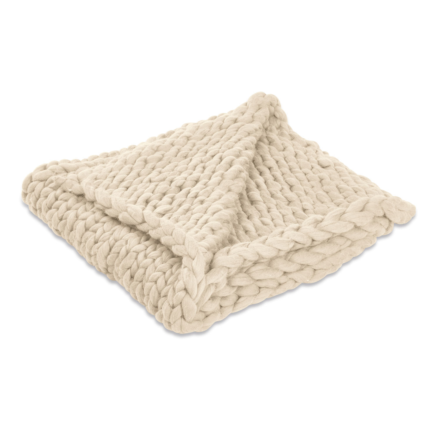 crema Manta gruesa trenzada crema Reidous de material suave, ideal para ambientes acogedores