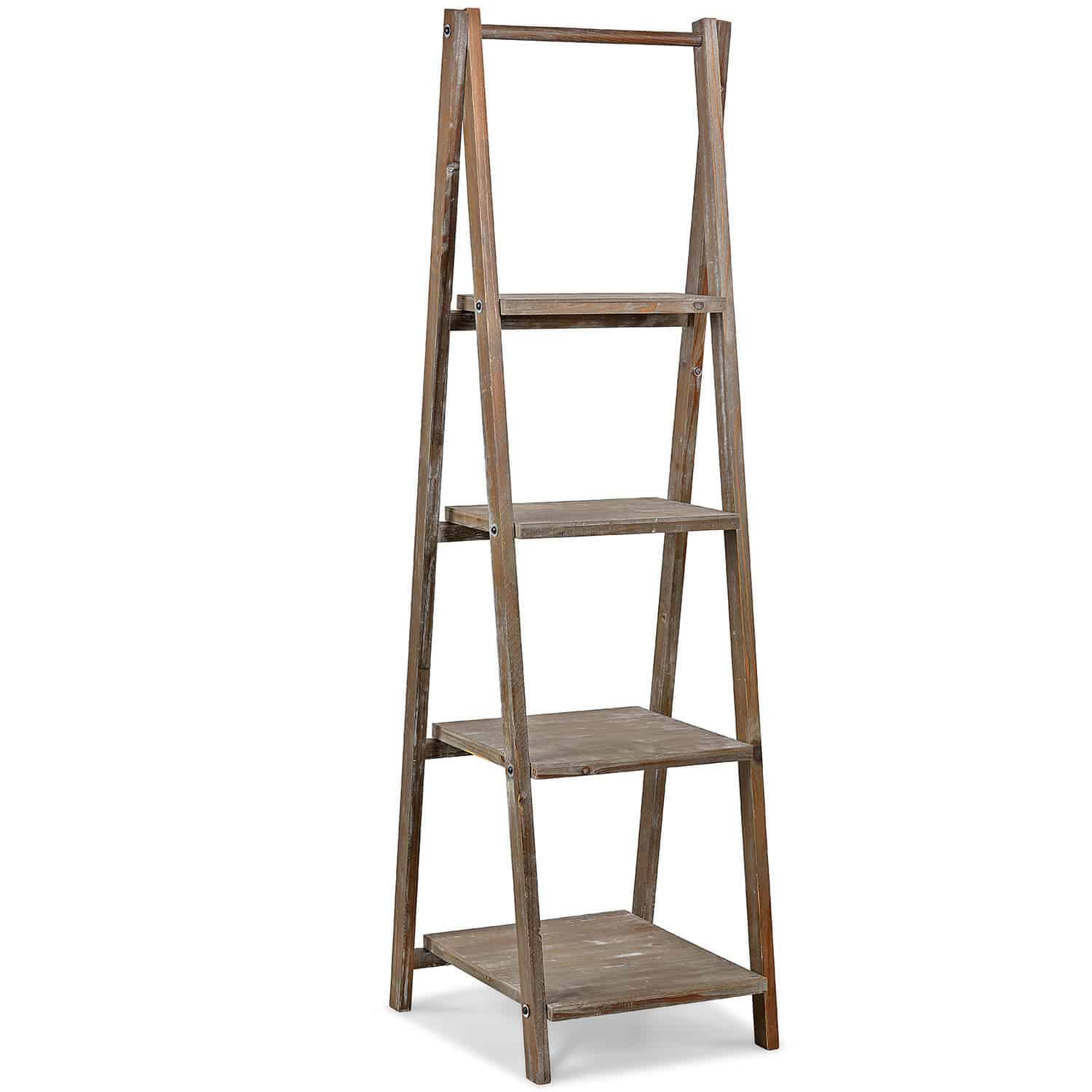 Estante Lester Estantería de madera gris con cuatro baldas de estilo rústico para almacenamiento