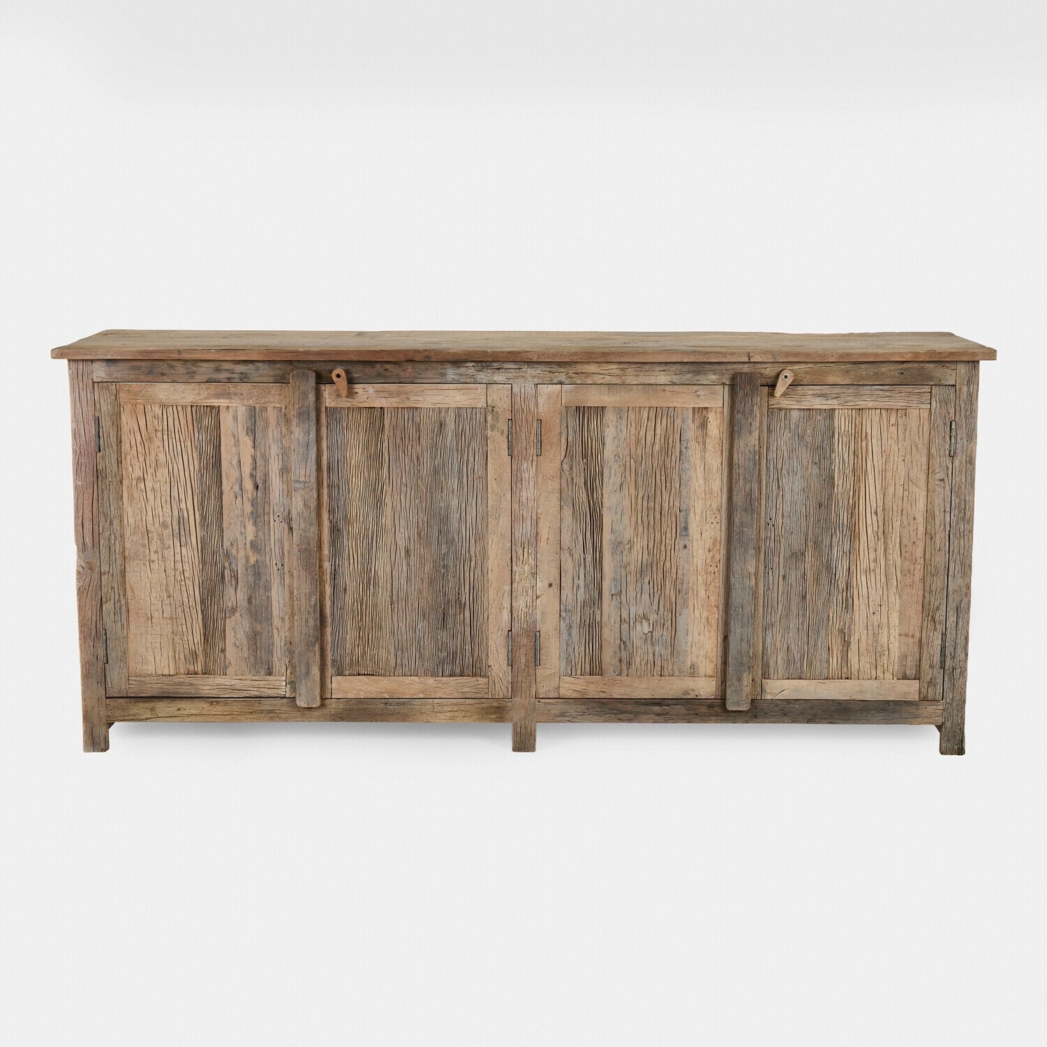 Aparador Corvillon Aparador rústico de madera natural envejecida con cuatro puertas, mueble para salón