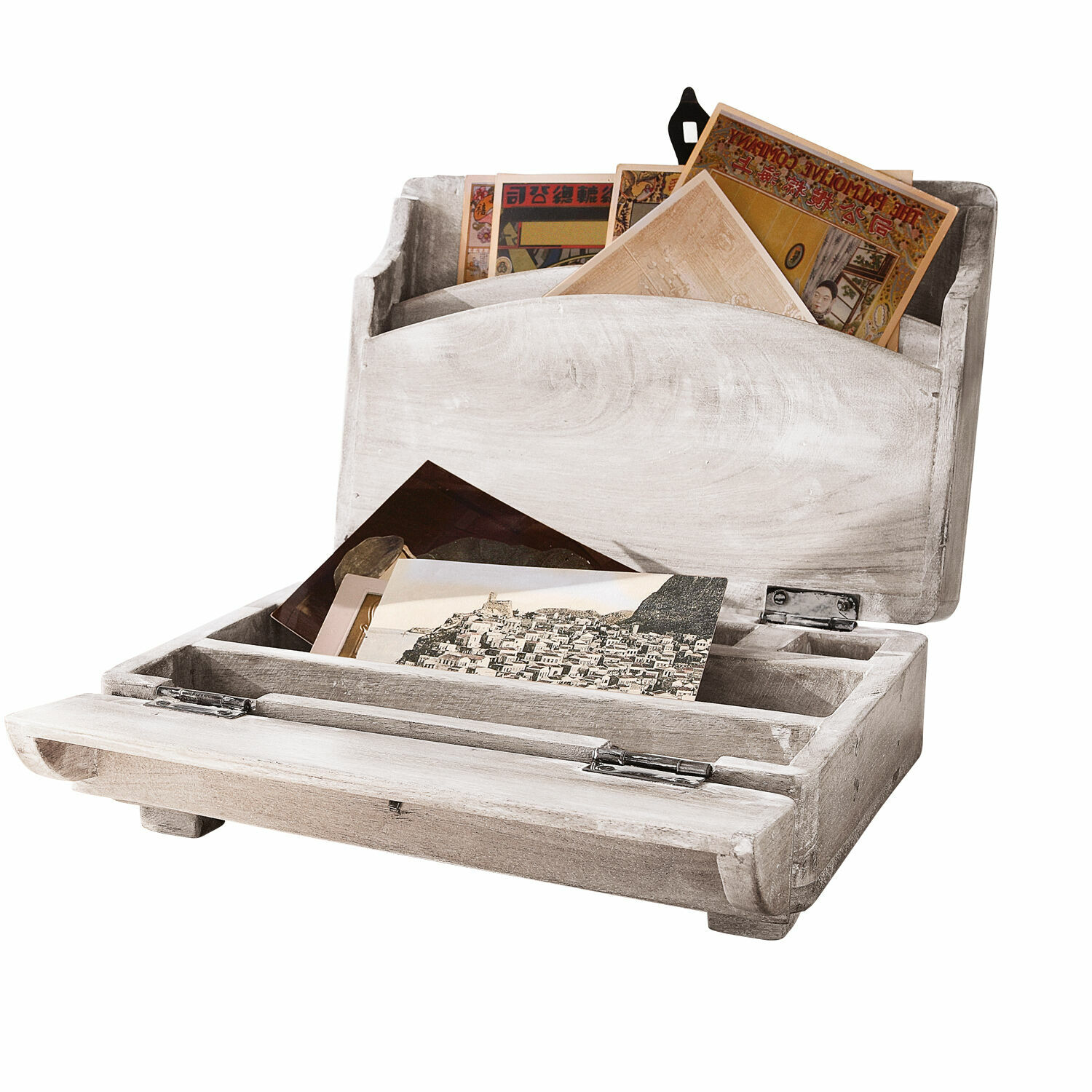 blanco Organizador de escritorio de madera blanca Didier con compartimentos para documentos y cartas