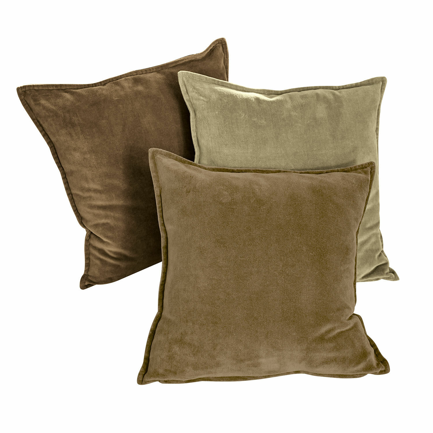 beige/marrón Set de 3 fundas de cojín Lumeau en material suave beige y marrón para decoración del hogar
