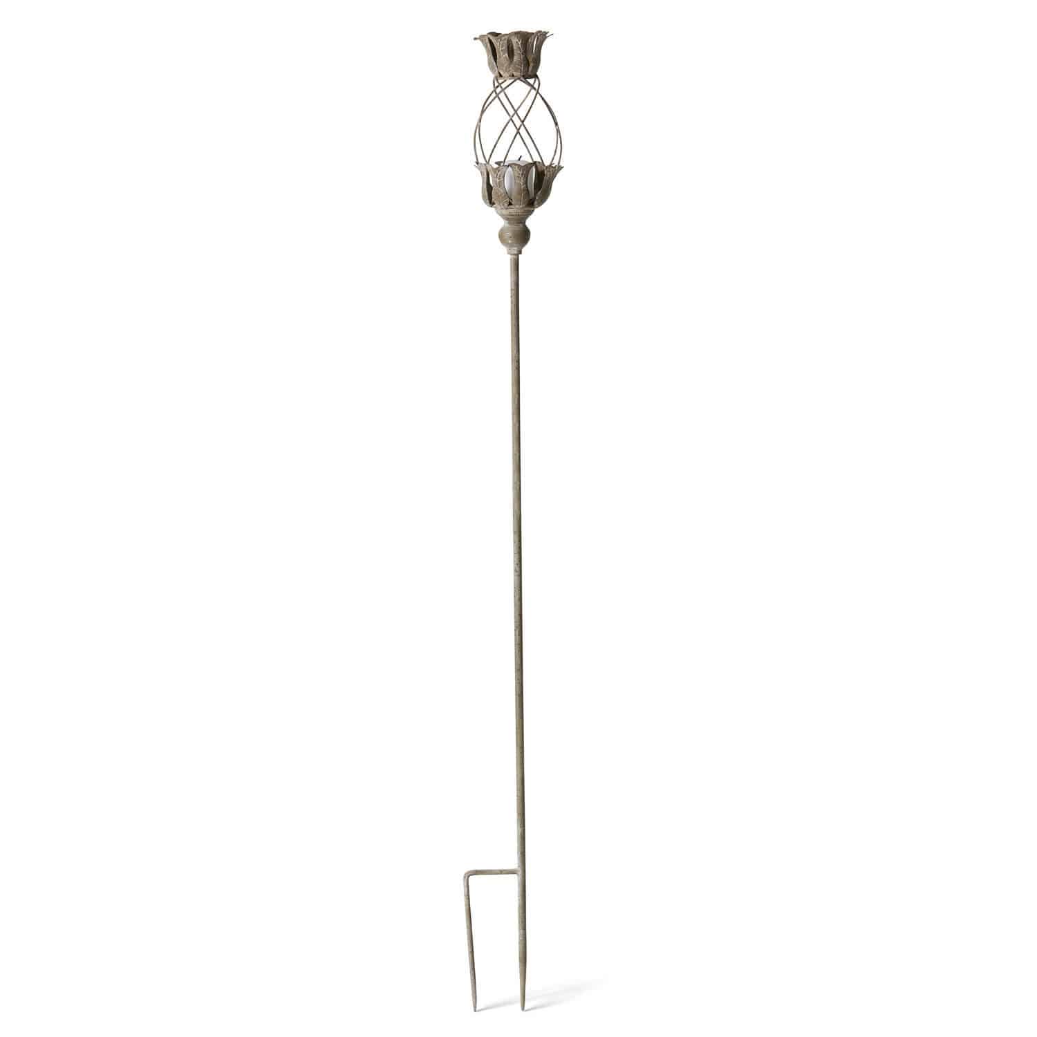 Farol Ciranne Estaca de jardín de metal color bronce envejecido con motivo floral, decoración para exteriores
