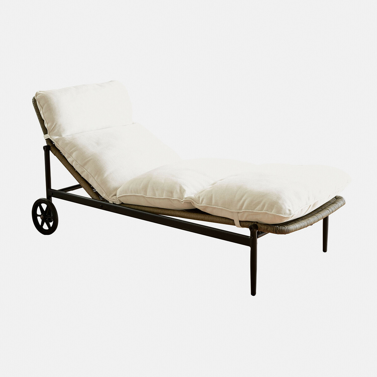 marrón/crema Tumbona Langforda con estructura marrón y cojín crema, mueble de jardín cómodo