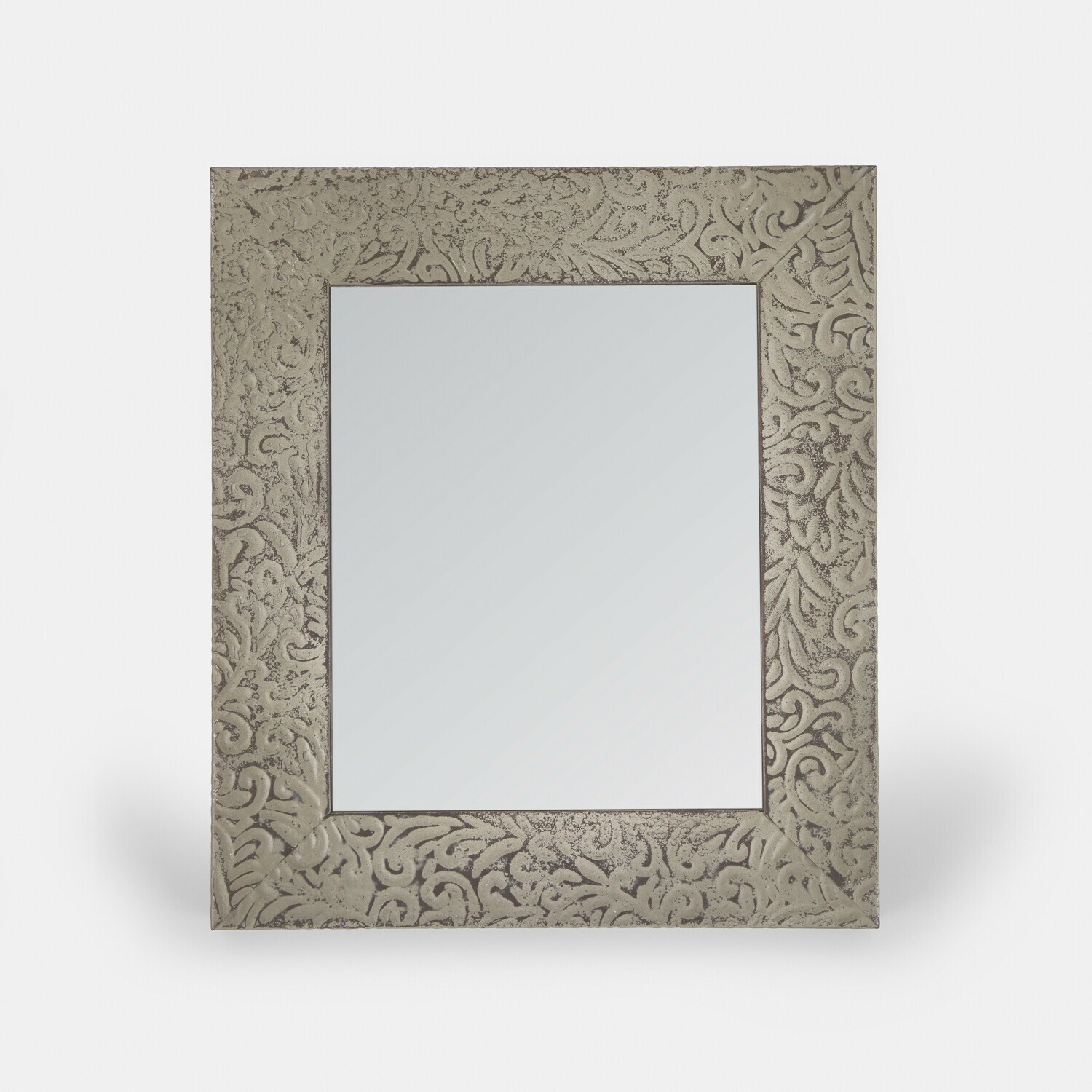 Espejo de pared Alenasse Espejo cuadrado con marco gris decorado en relieve, decoración de pared elegante