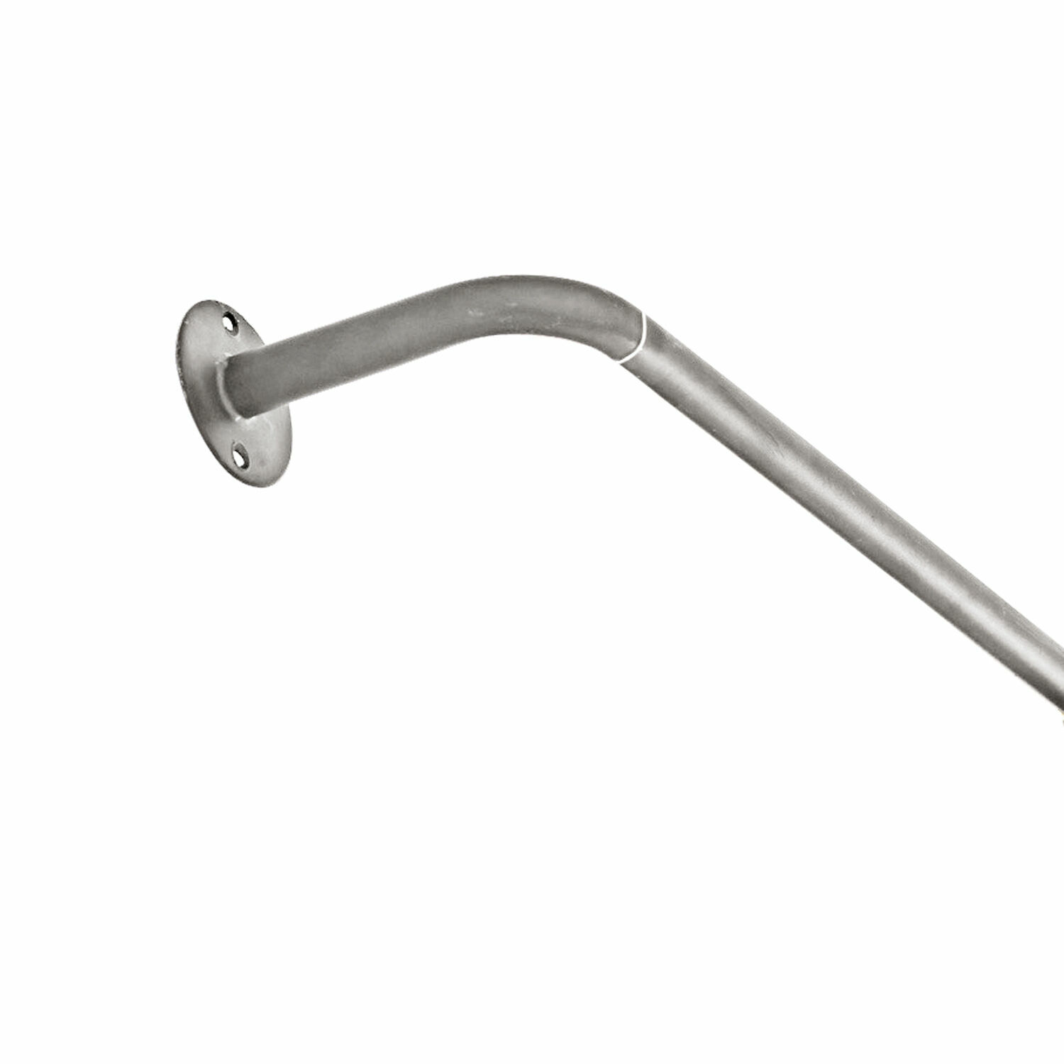 Barra de cortina Omara Tubo metálico plateado para pared con extremo curvado, accesorio funcional y decorativo