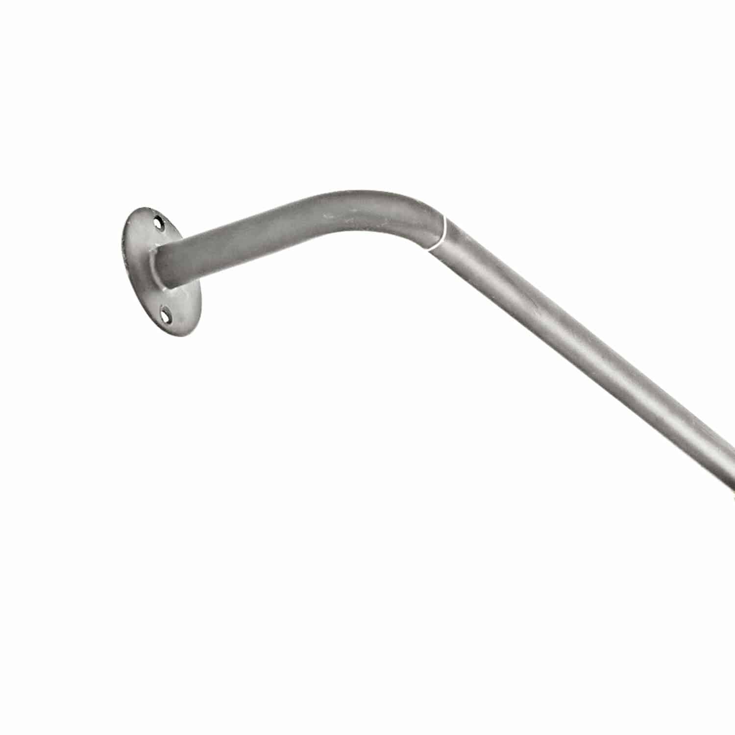 Barra de cortina Omara Tubo metálico plateado para pared con extremo curvado, accesorio funcional y decorativo