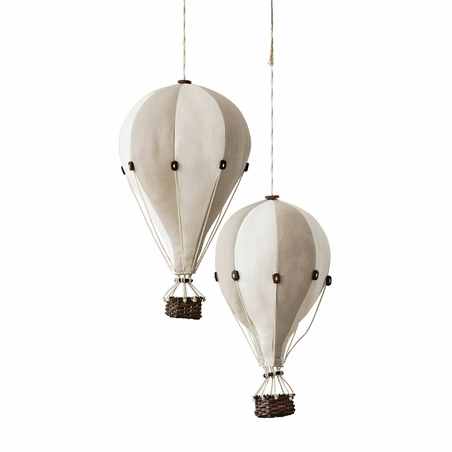 Set de 2 globos aerostáticos decorativos Merrybean Globos aerostáticos decorativos de tela en tonos beige y blanco para colgar en interiores