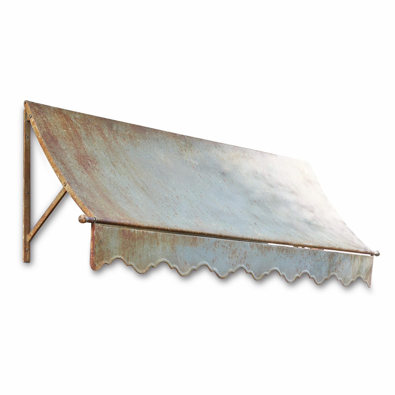 Marquesina Maltot Toldo metálico envejecido color óxido con borde ondulado para montaje en pared
