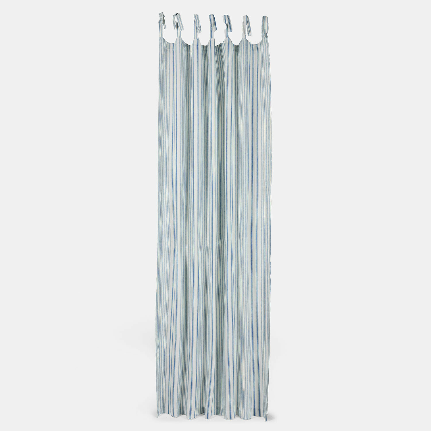 Cortina Freydaal Cortina ligera de algodón con rayas azules y blancas y lazos para colgar, decoración de ventana
